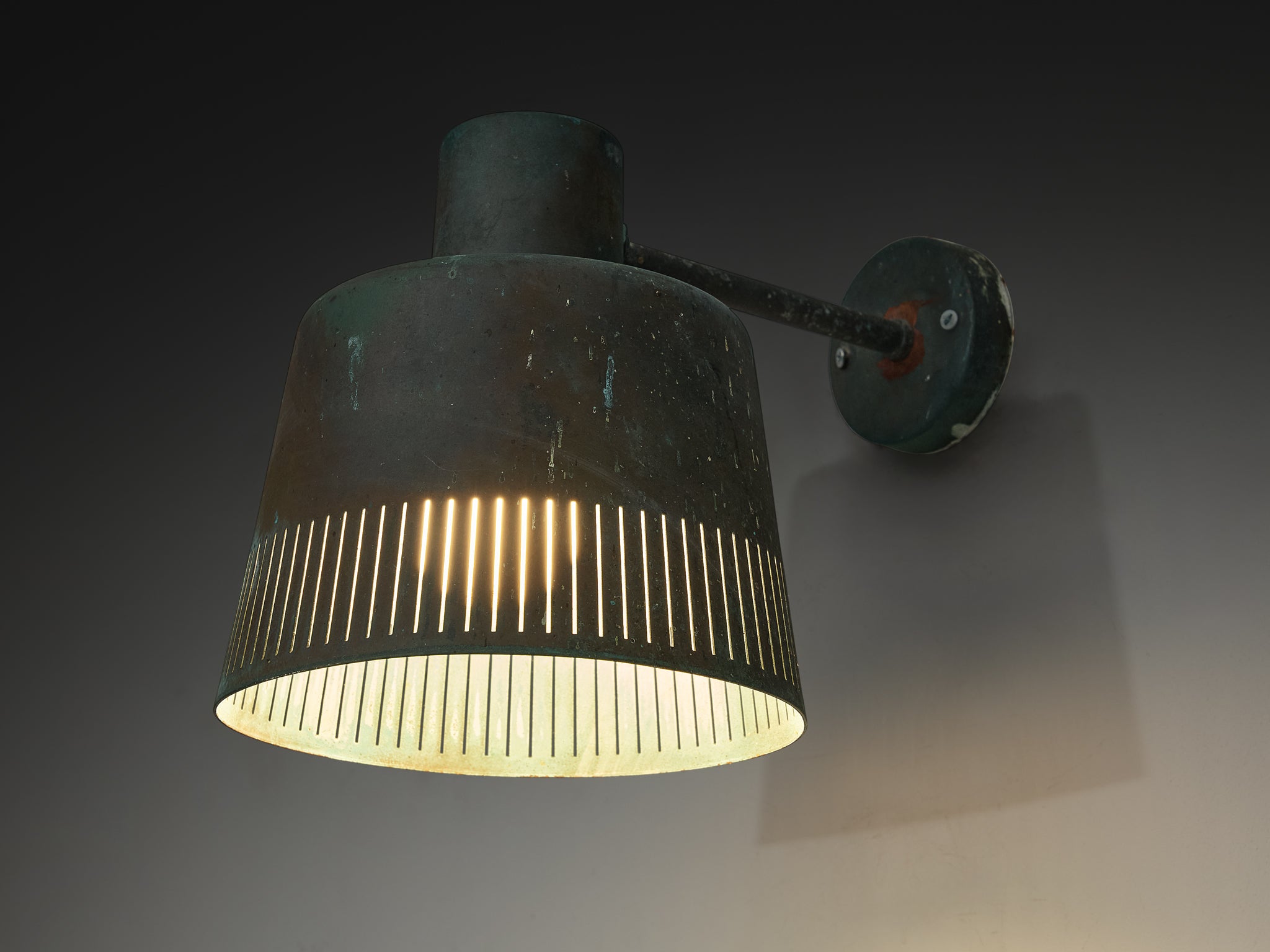 Hans Bergström for Ateljé Lyktan Wall Light in Patinated Copper Lighting Morentz