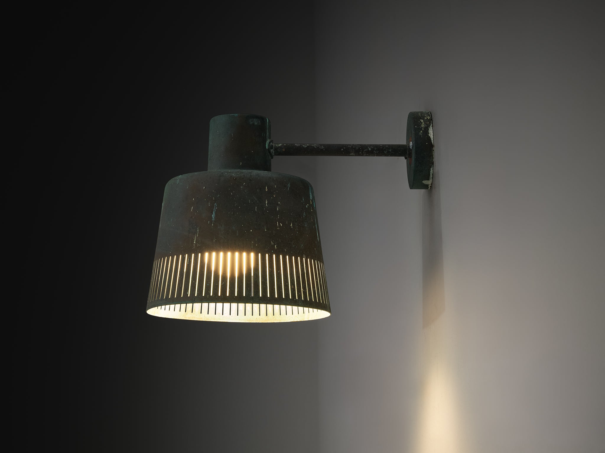 Hans Bergström for Ateljé Lyktan Wall Light in Patinated Copper Lighting Morentz