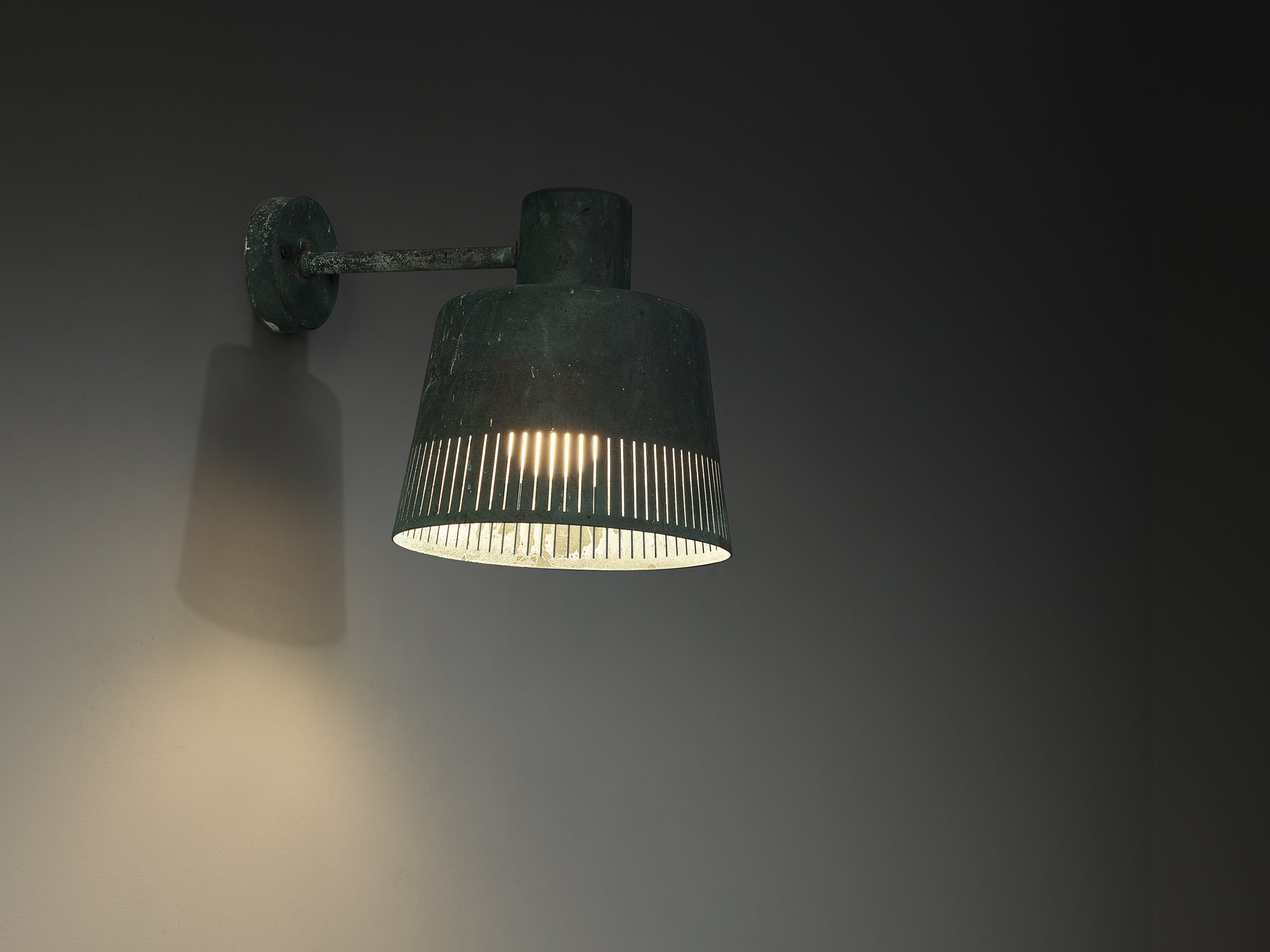 Hans Bergström for Ateljé Lyktan Wall Light in Patinated Copper Lighting Morentz