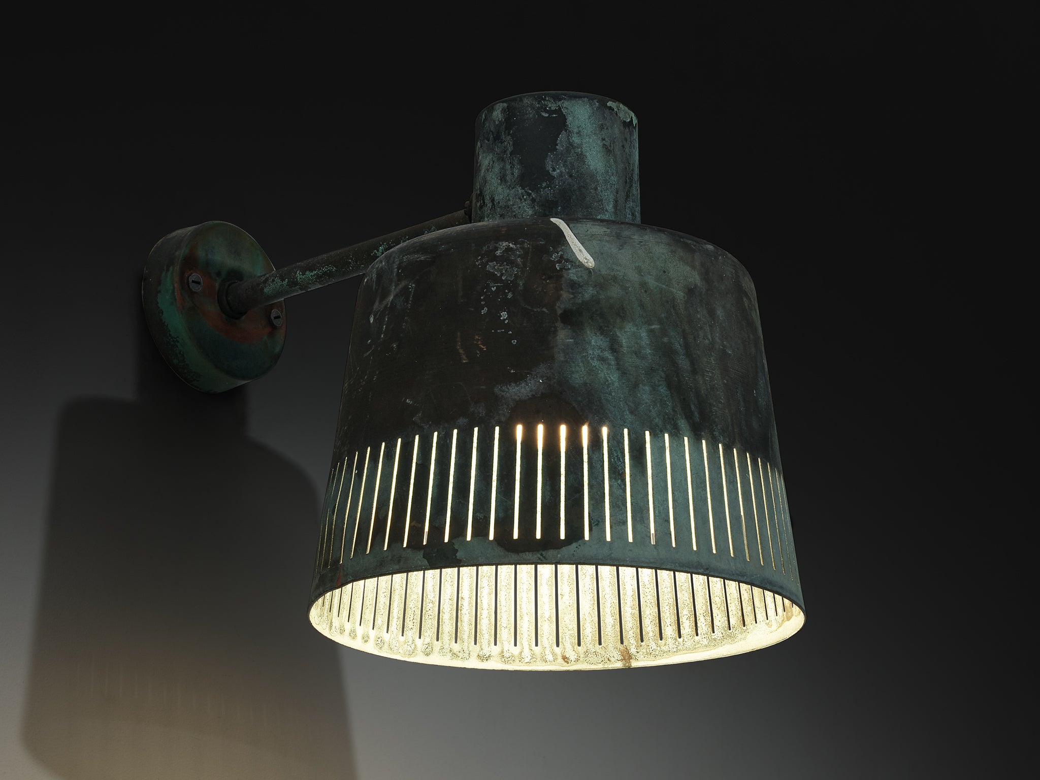 Hans Bergström for Ateljé Lyktan Wall Light in Patinated Copper Lighting Morentz