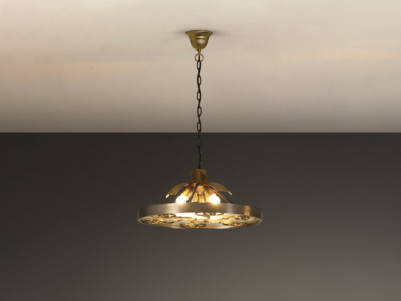 Lars Holmström for Arvika Konsthantverk Art Deco Ceiling Light in Steel and Brass Lighting Morentz