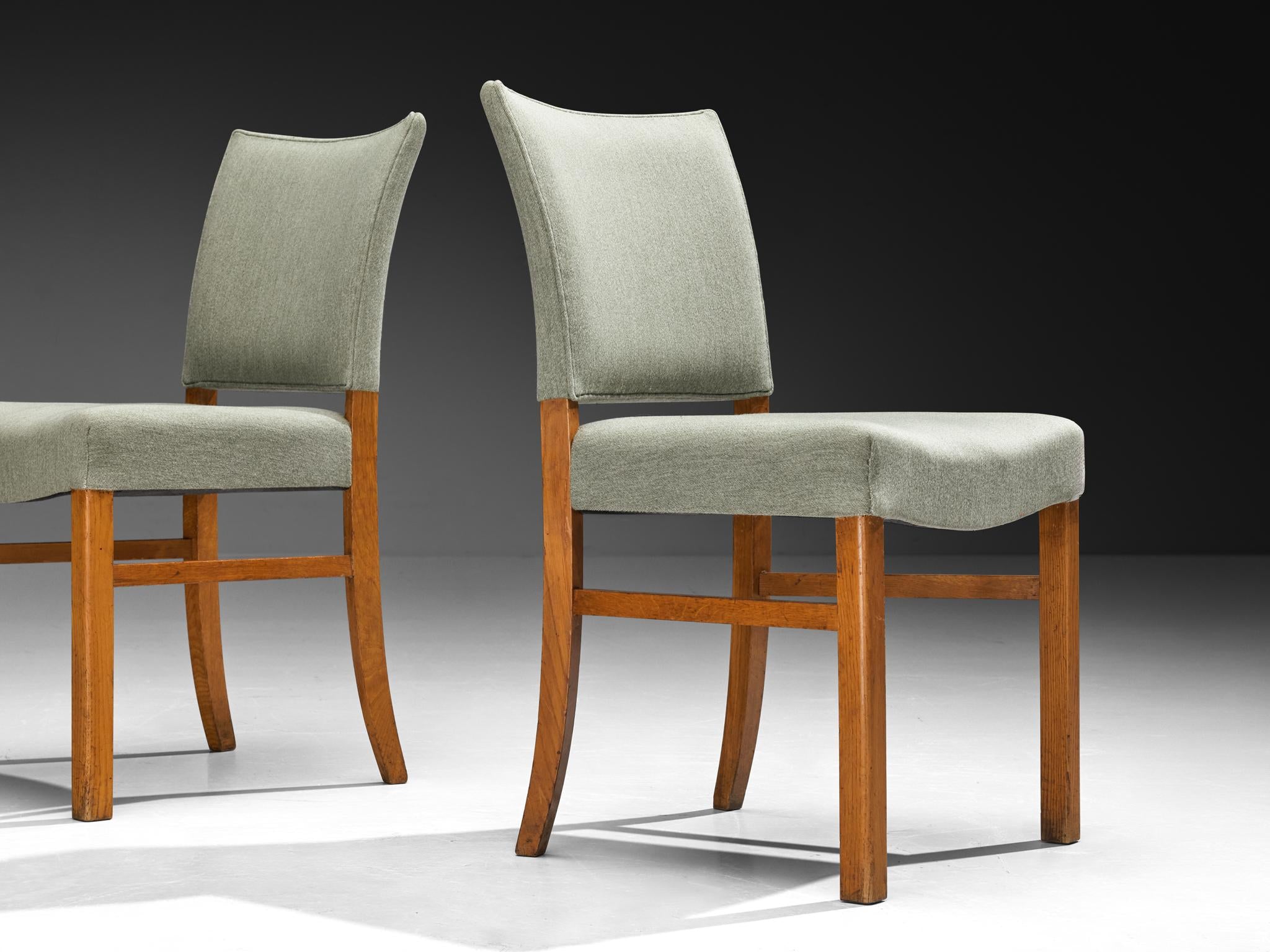 Dining Chairs in Mint Green Wool and Mahogany by Danish Cabinetmaker seating Morentz