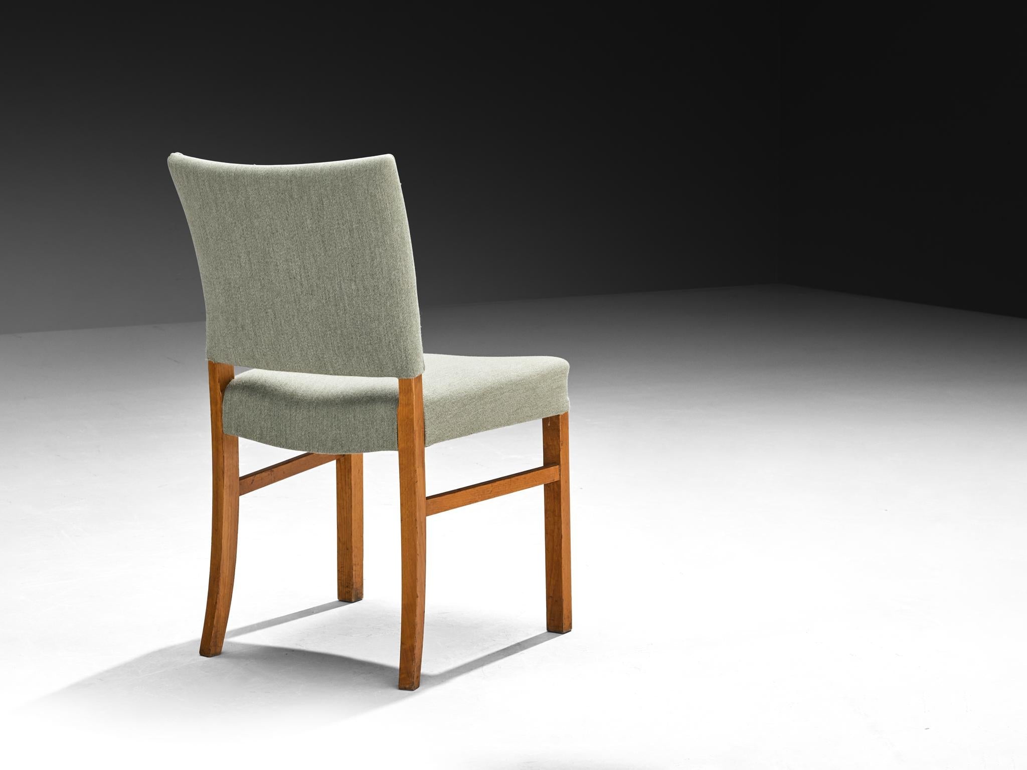 Dining Chairs in Mint Green Wool and Mahogany by Danish Cabinetmaker seating Morentz