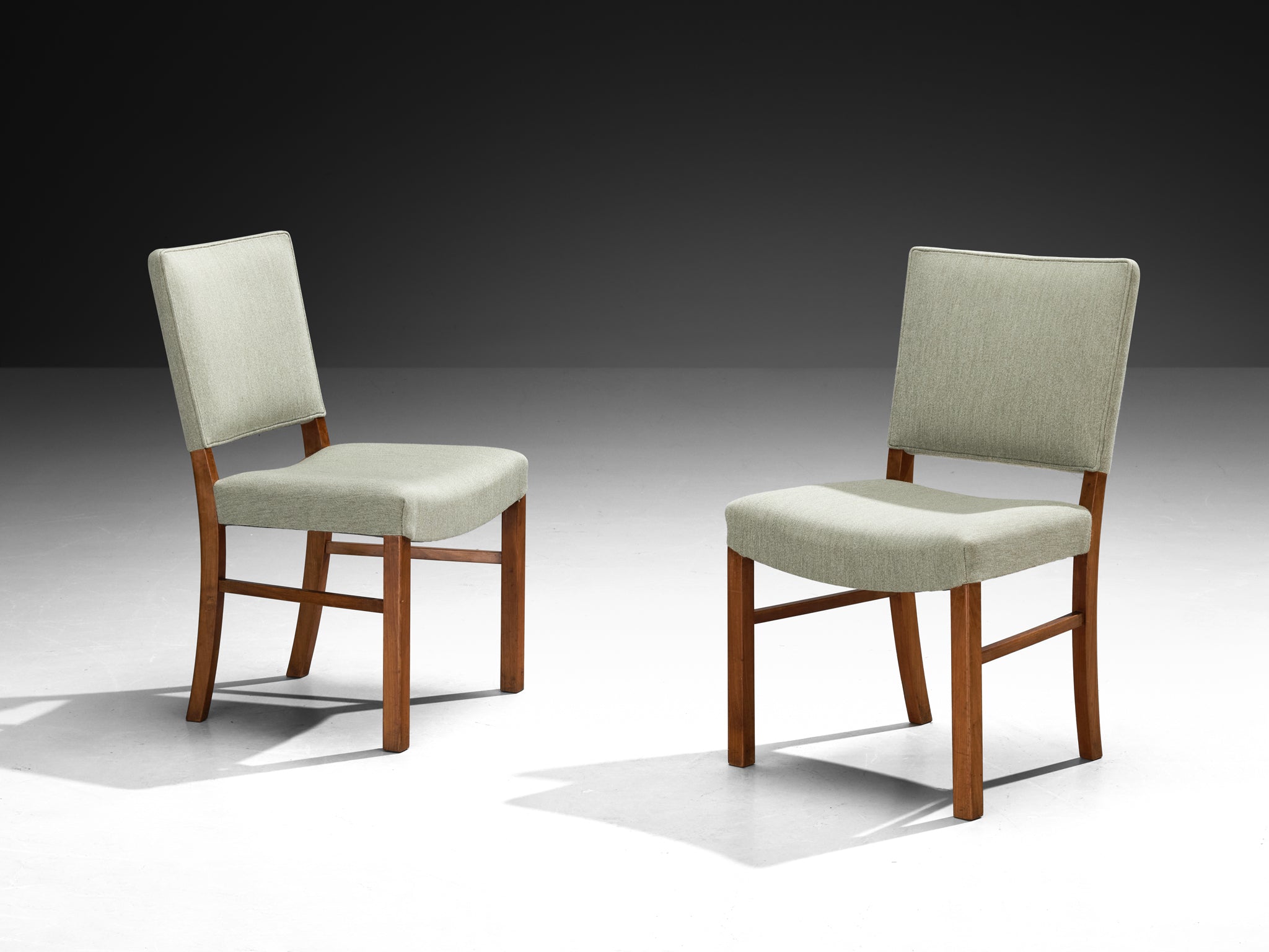 Dining Chairs in Mint Green Wool and Mahogany by Danish Cabinetmaker Seating Morentz