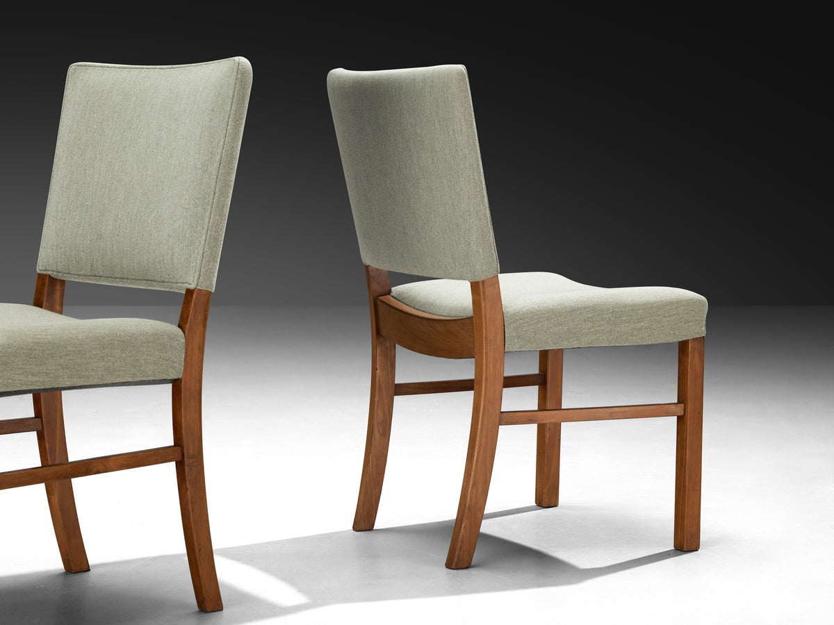 Dining Chairs in Mint Green Wool and Mahogany by Danish Cabinetmaker Seating Morentz