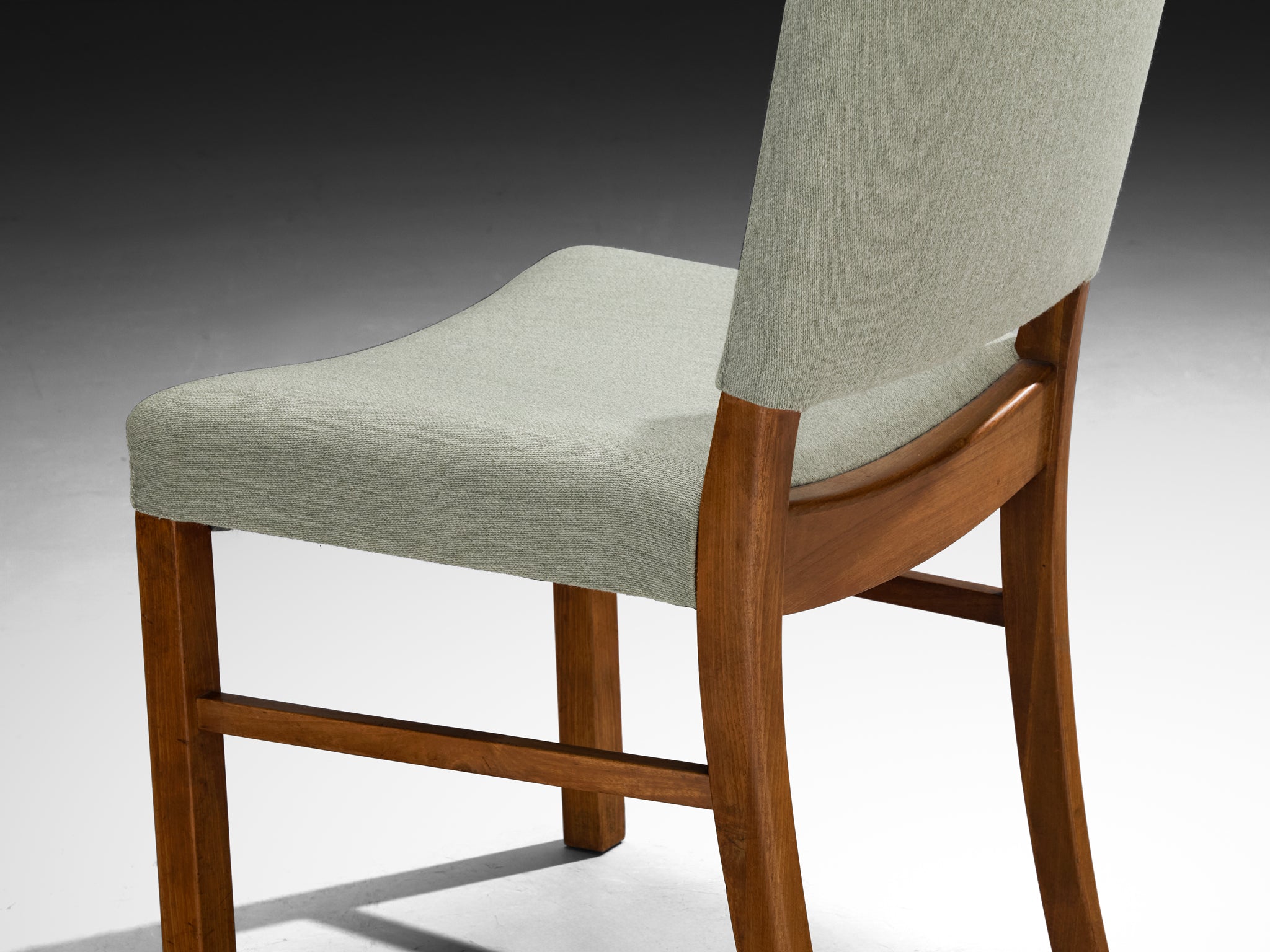 Dining Chairs in Mint Green Wool and Mahogany by Danish Cabinetmaker Seating Morentz