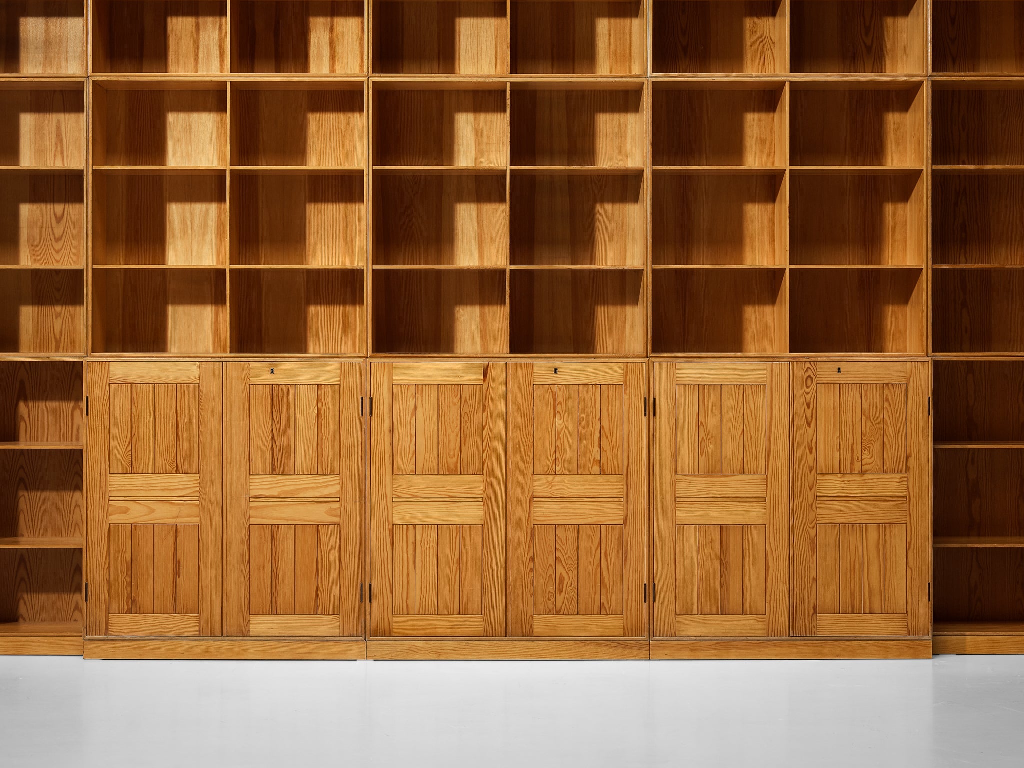 Mogens Koch for Rud Radmussen Substantial Modular Library in Pine case pieces and storage cabinets Morentz