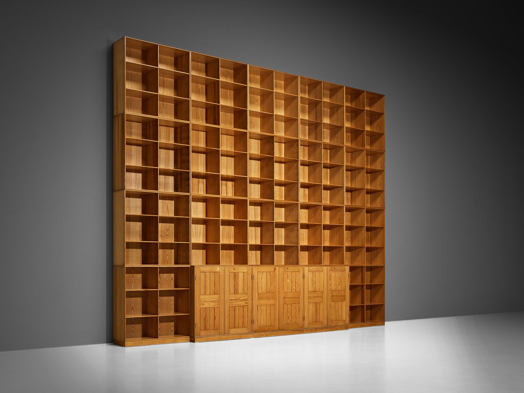 Mogens Koch for Rud Radmussen Substantial Modular Library in Pine case pieces and storage cabinets Morentz