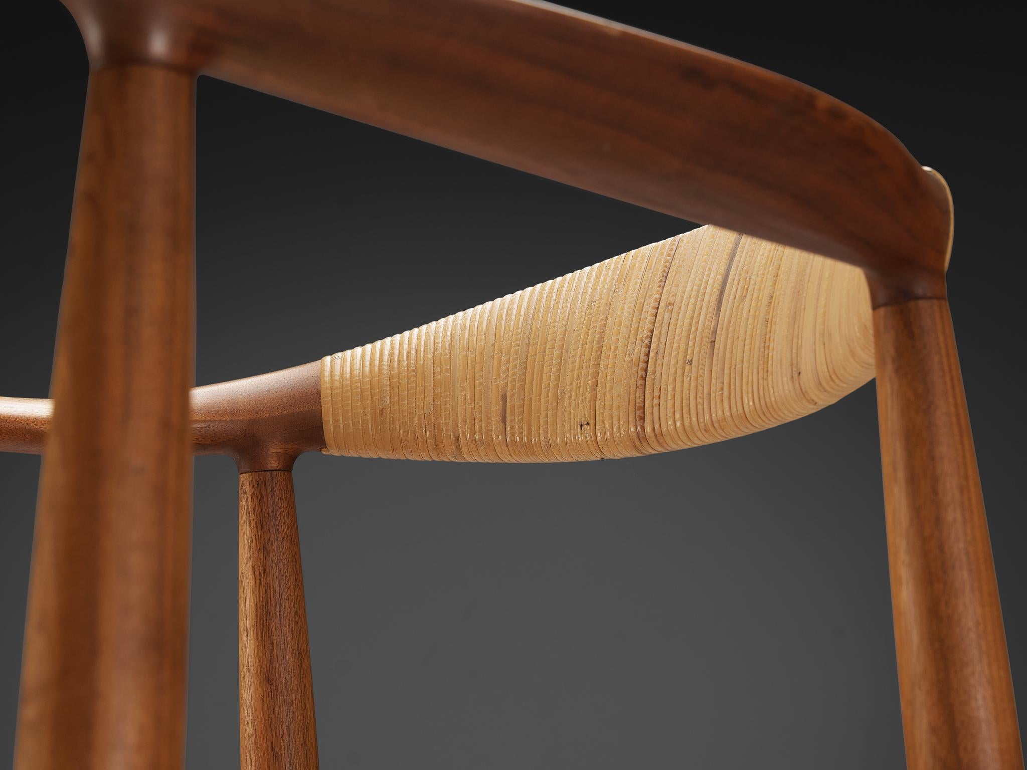 Hans J. Wegner 'The Chair/Round Chair' Dining Chairs in Teak and Cane seating Morentz