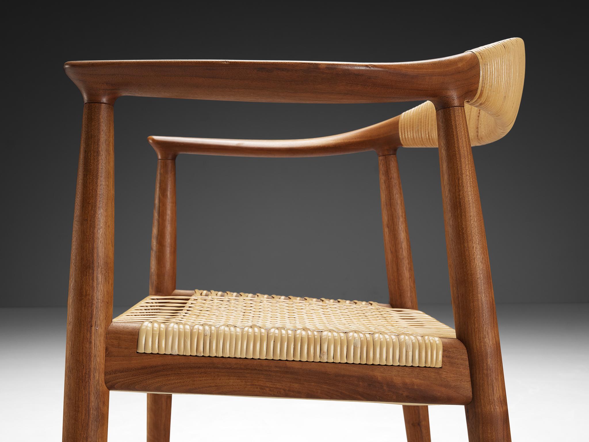 Hans J. Wegner 'The Chair/Round Chair' Dining Chairs in Teak and Cane seating Morentz