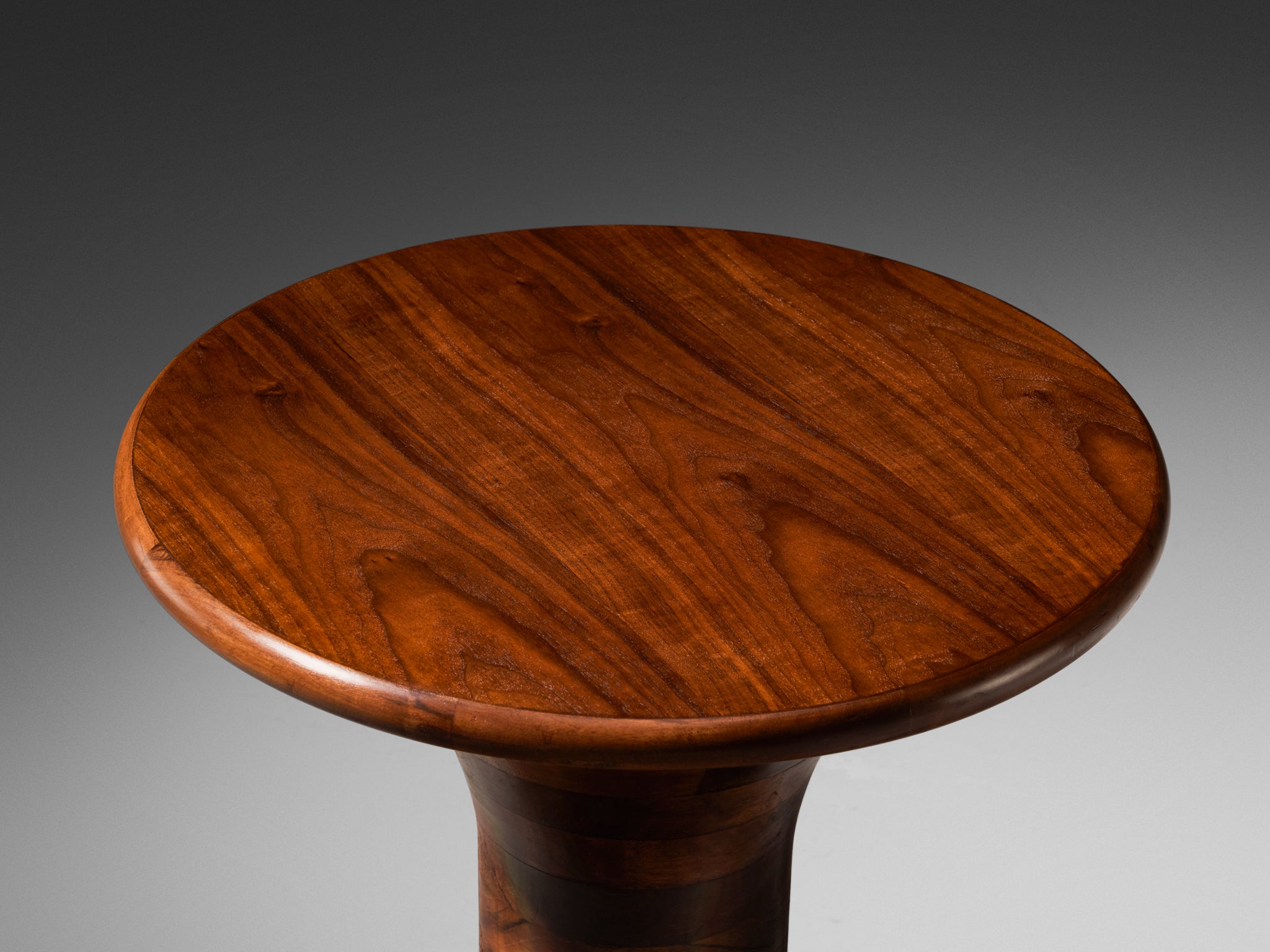 Sculptural Round Side Table in Walnut Tables Morentz