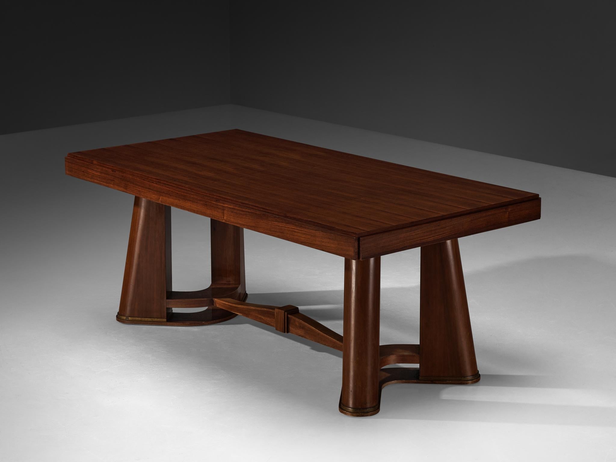 French Art Deco Dining Table with Elegant Base in Wood 1940s tables Morentz