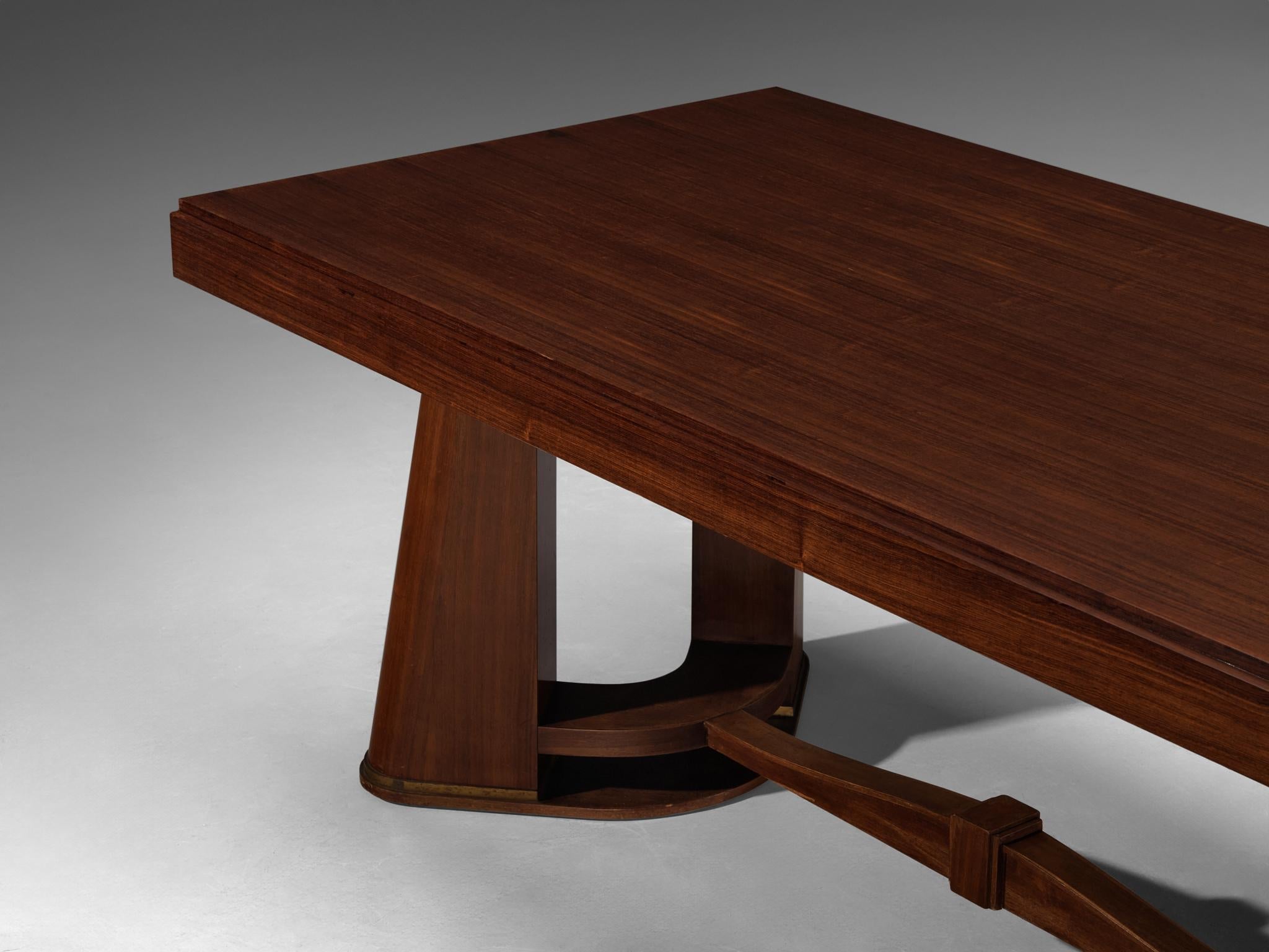 French Art Deco Dining Table with Elegant Base in Wood 1940s tables Morentz