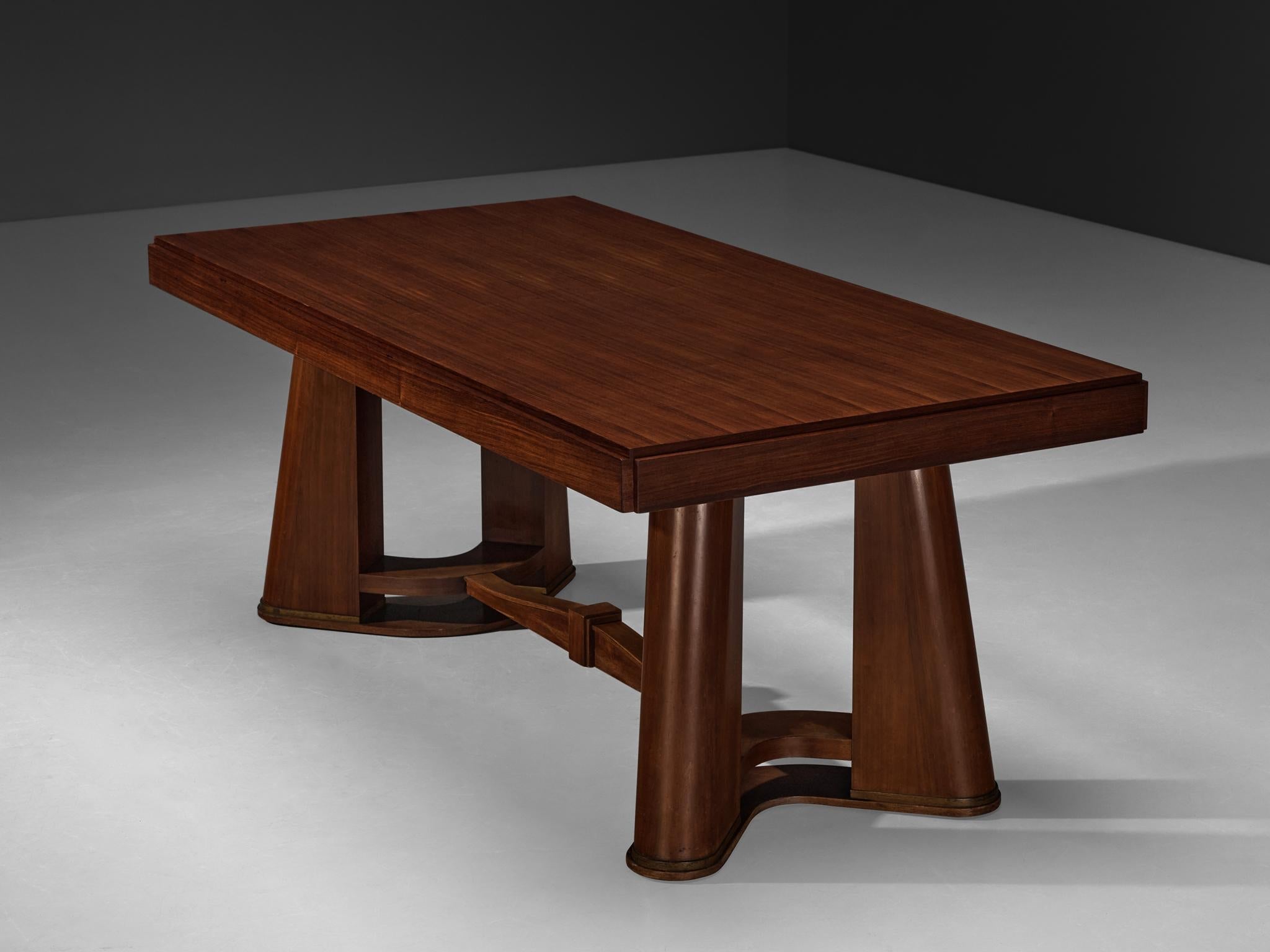 French Art Deco Dining Table with Elegant Base in Wood 1940s tables Morentz