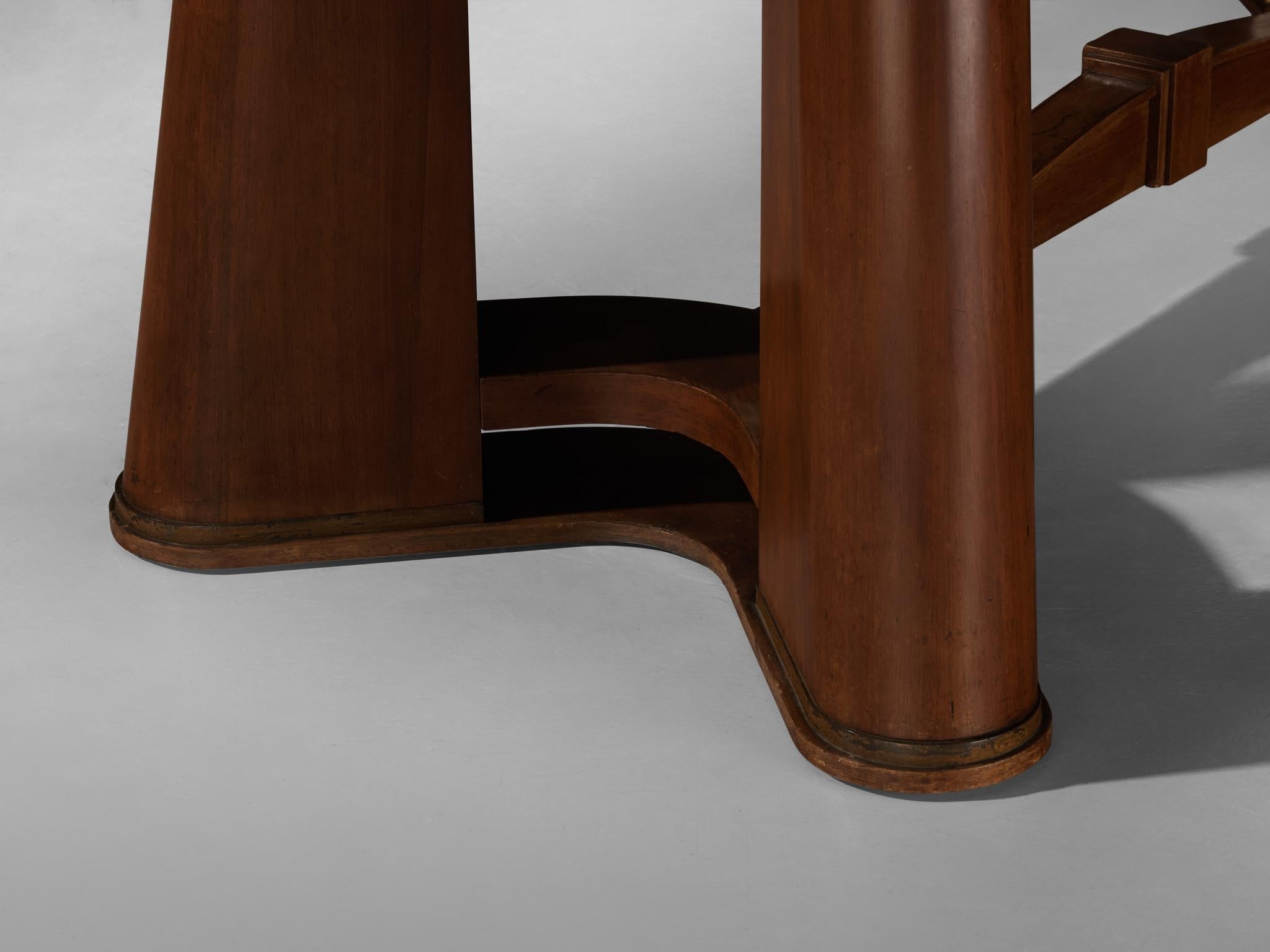 French Art Deco Dining Table with Elegant Base in Wood 1940s tables Morentz