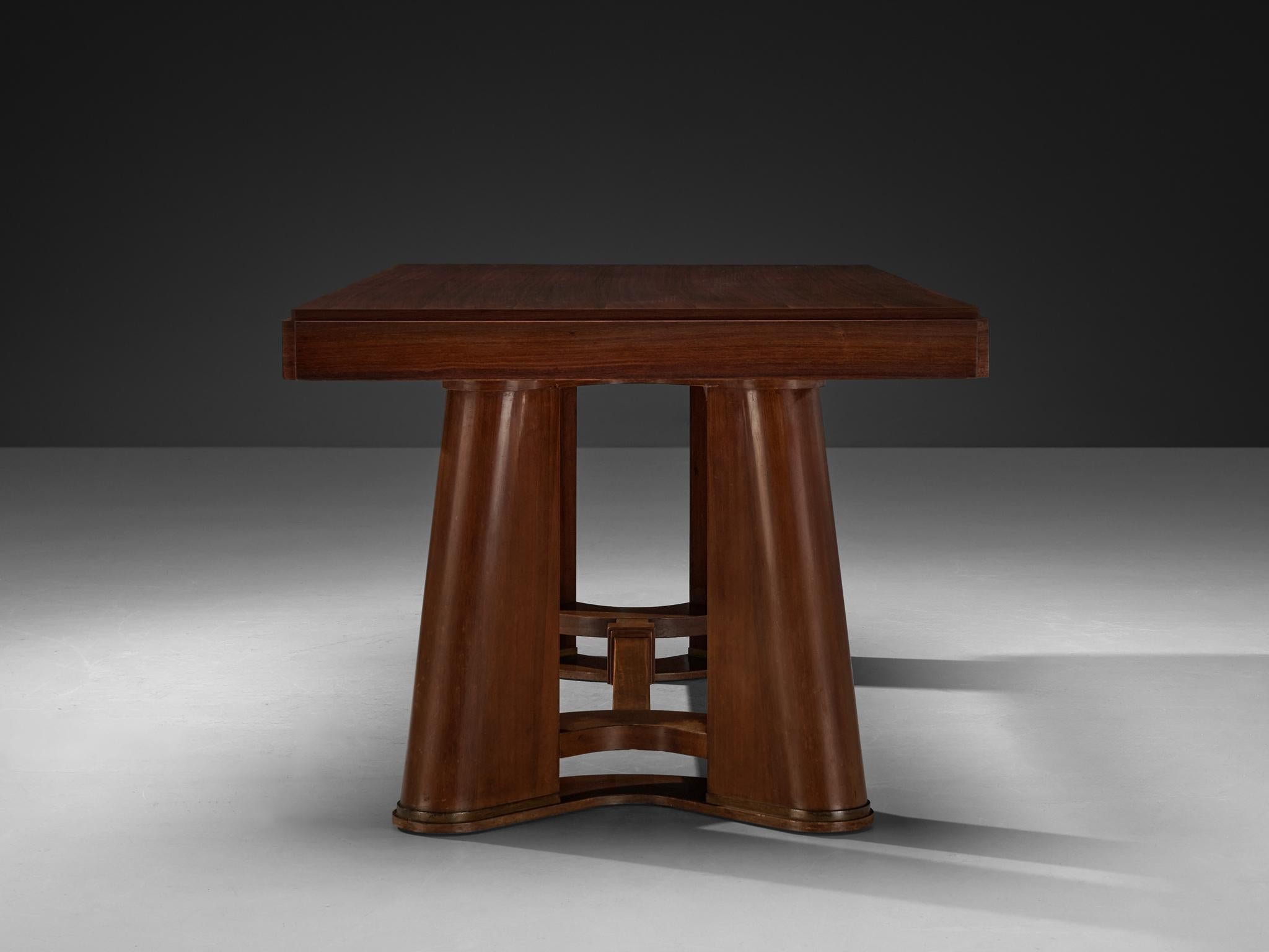 French Art Deco Dining Table with Elegant Base in Wood 1940s tables Morentz