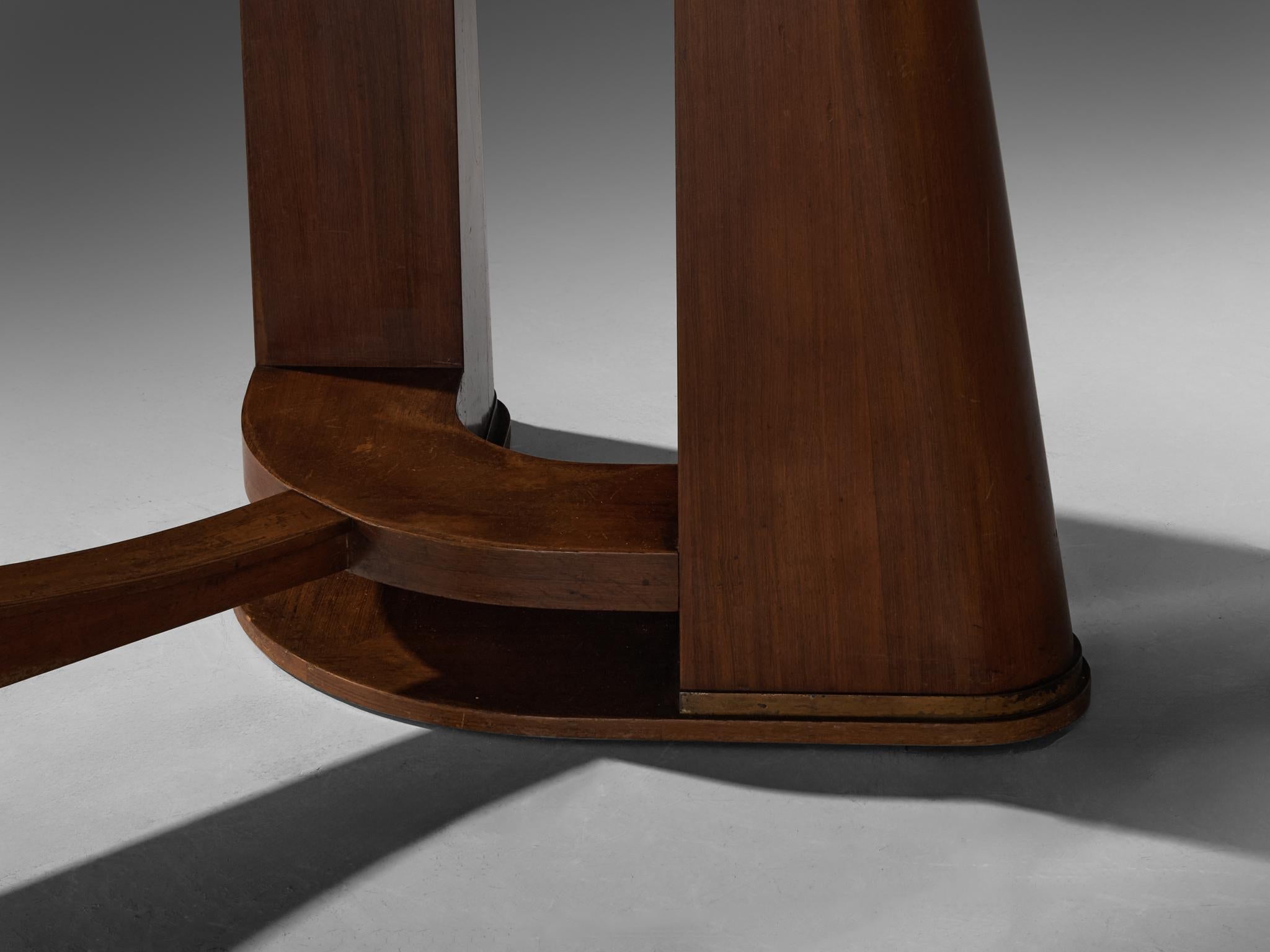 French Art Deco Dining Table with Elegant Base in Wood 1940s tables Morentz