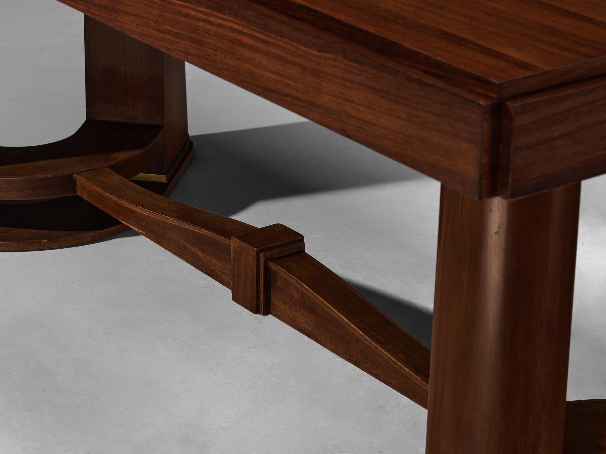 French Art Deco Dining Table with Elegant Base in Wood 1940s tables Morentz