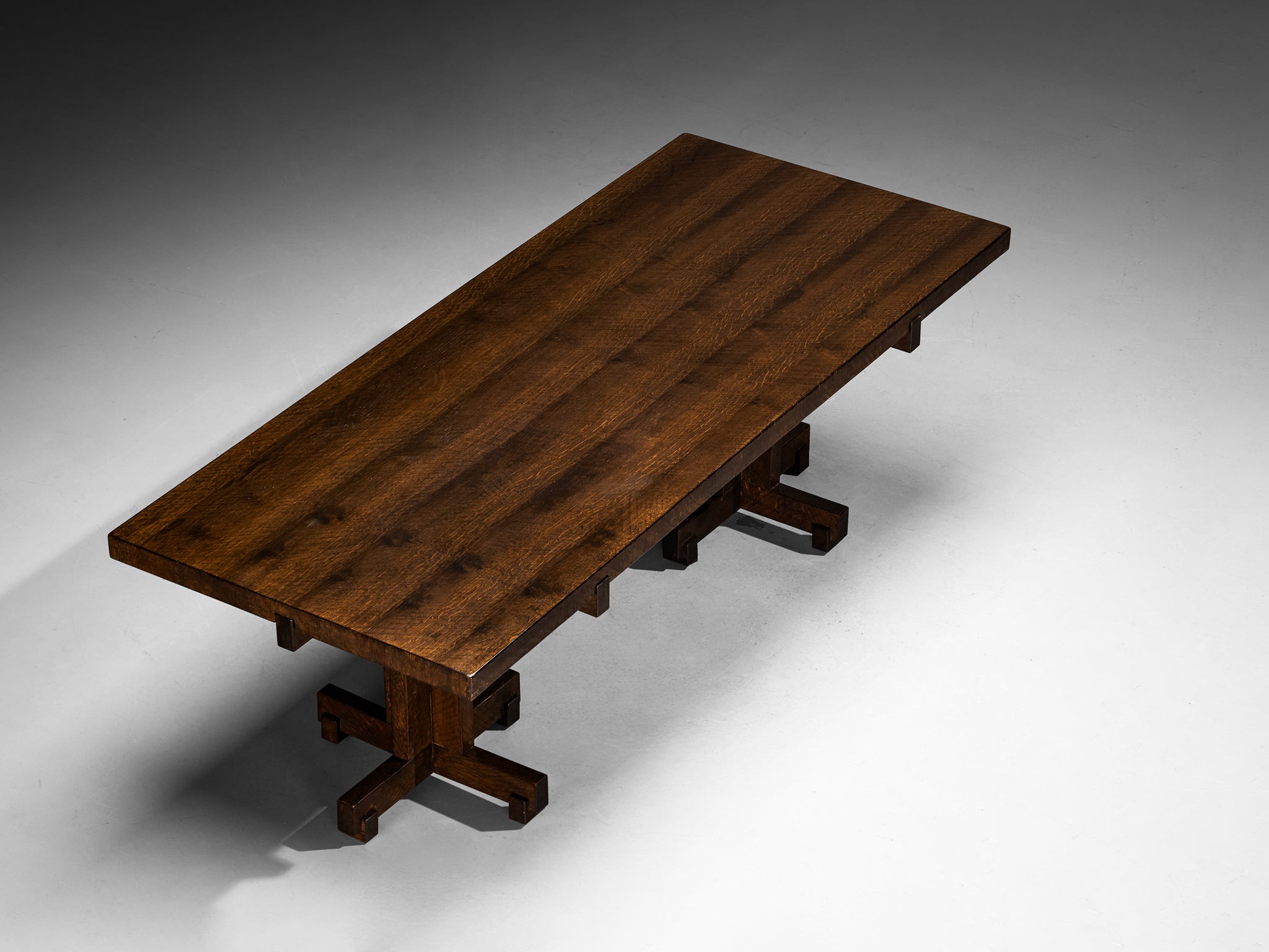 Giuseppe Rivadossi Dining Table in Oak with Cross Shaped Double Base Tables Morentz