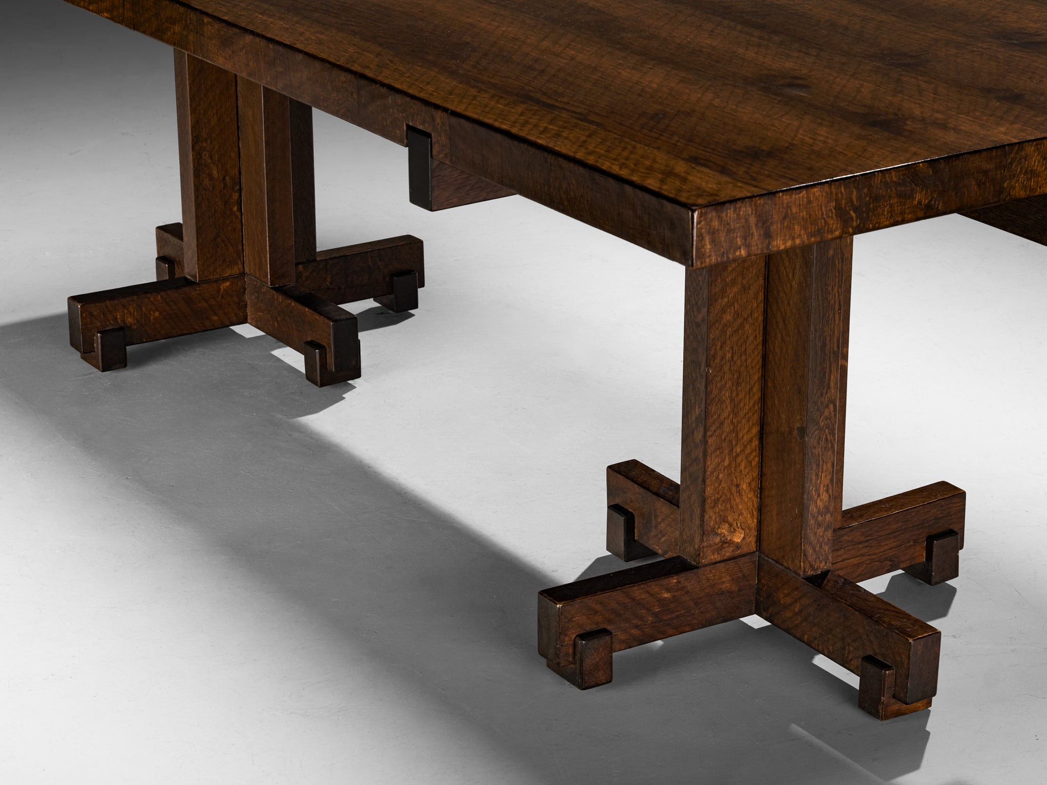 Giuseppe Rivadossi Dining Table in Oak with Cross Shaped Double Base Tables Morentz