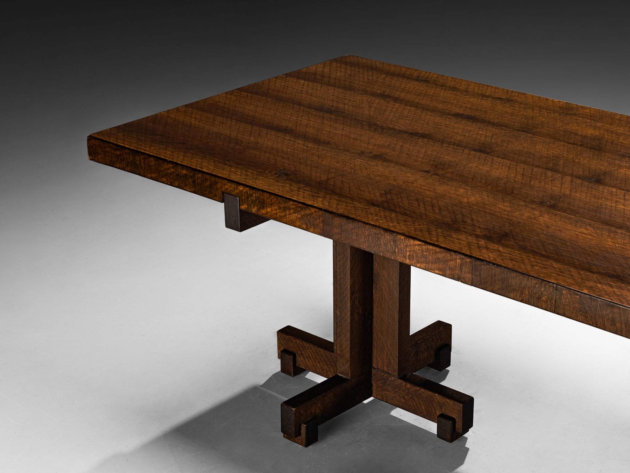 Giuseppe Rivadossi Dining Table in Oak with Cross Shaped Double Base Tables Morentz