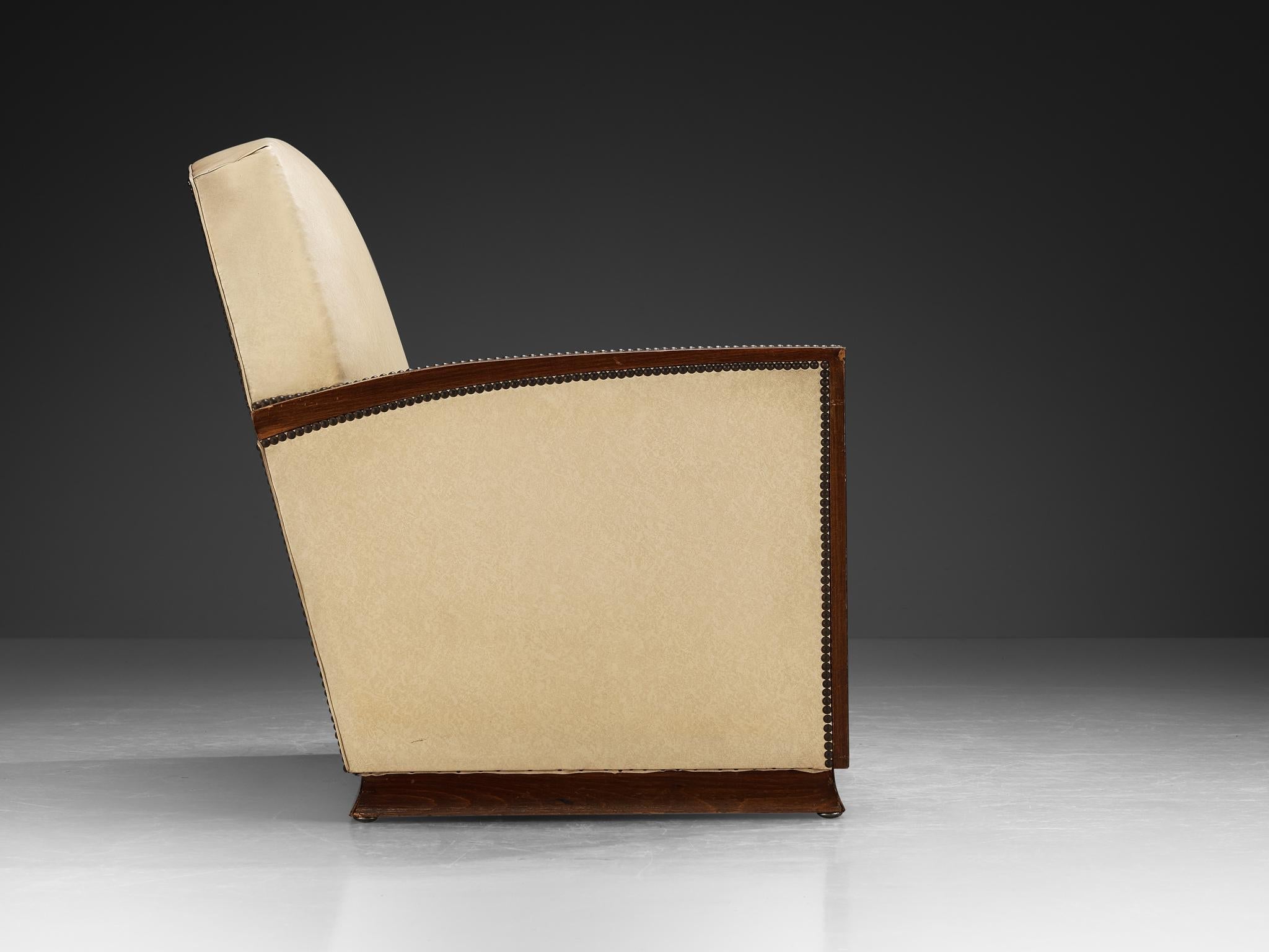 French Art Deco Two Seat Sofa in Off White Upholstery seating Morentz