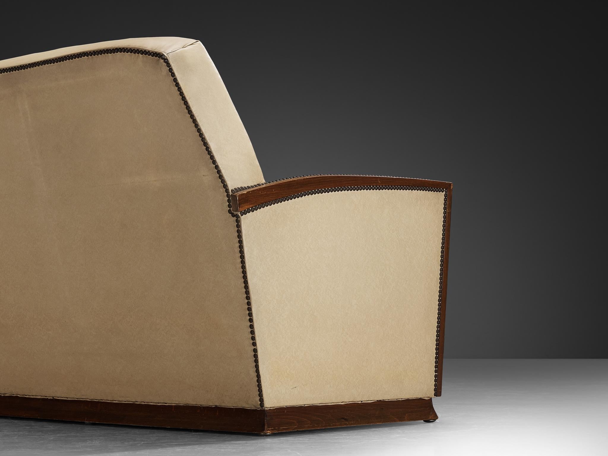 French Art Deco Two Seat Sofa in Off White Upholstery seating Morentz