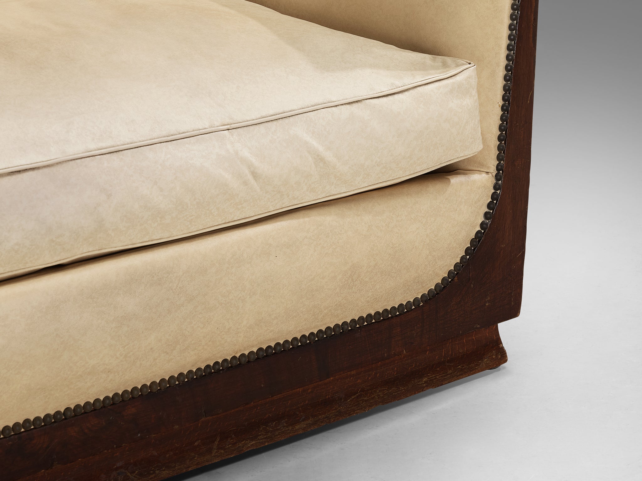 French Art Deco Two Seat Sofa in Off White Upholstery Seating Morentz