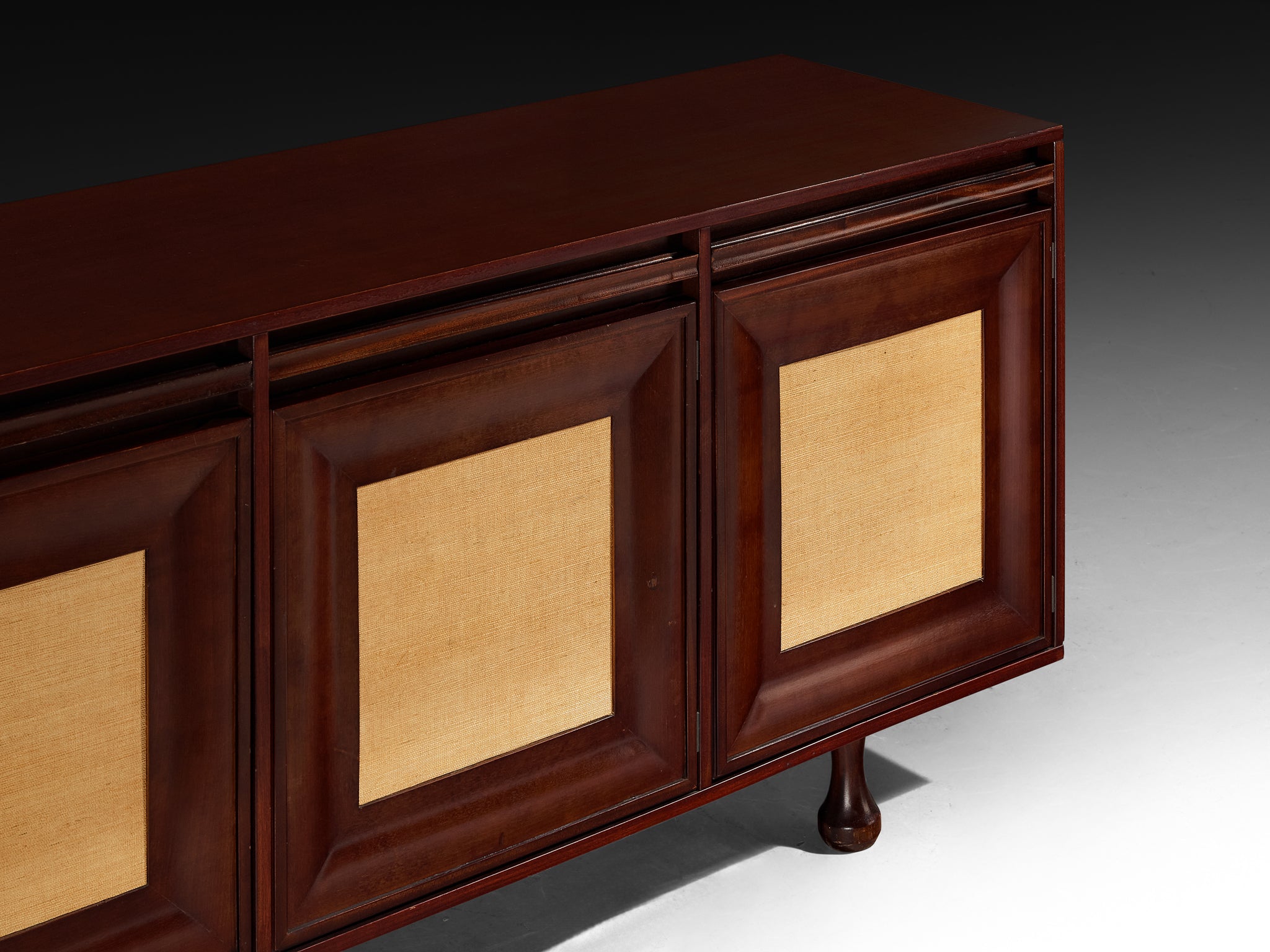 Angelo Mangiarotti for Sorgente dei Mobili Sideboard in Mahogany Grasscloth Case pieces and storage cabinets Morentz