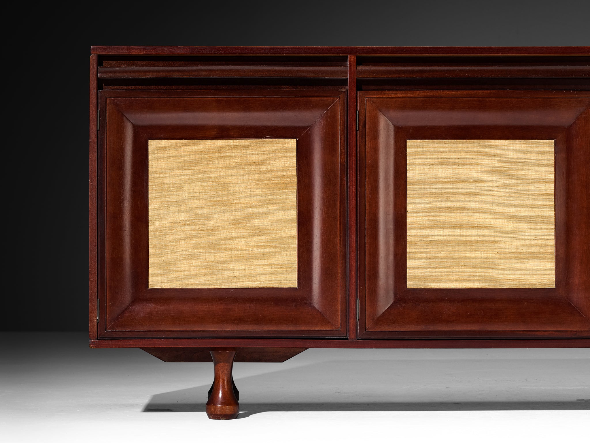 Angelo Mangiarotti for Sorgente dei Mobili Sideboard in Mahogany Grasscloth Case pieces and storage cabinets Morentz