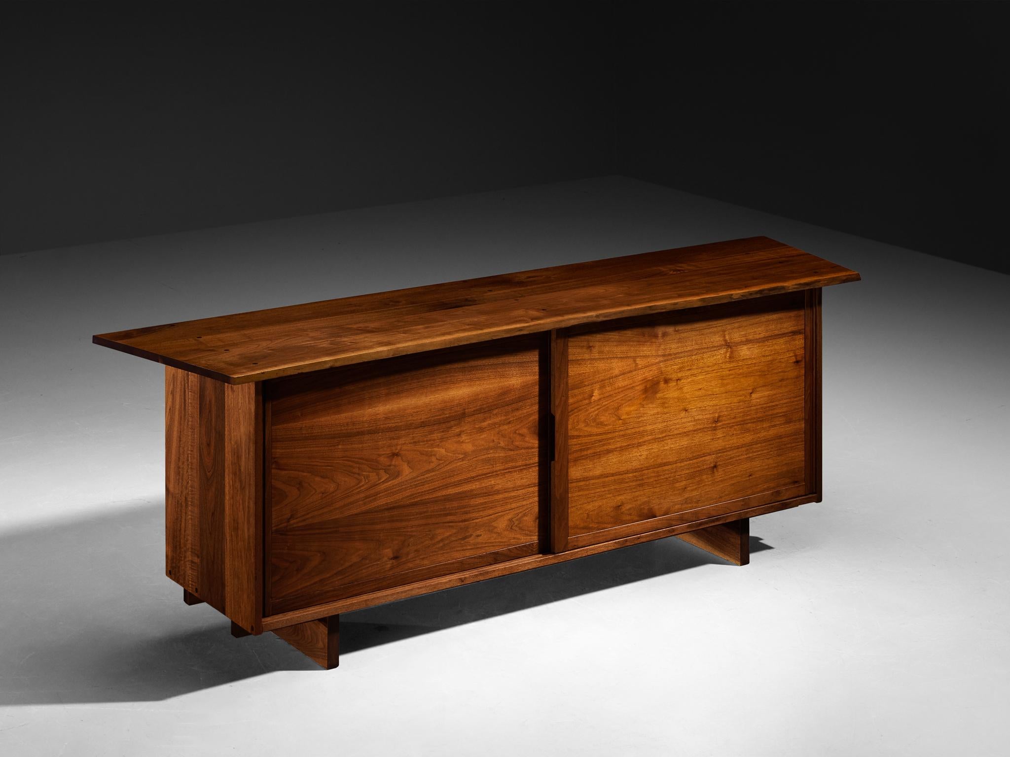 George Nakashima Double Sliding-Door Cabinet in American Black Walnut case pieces and storage cabinets Morentz