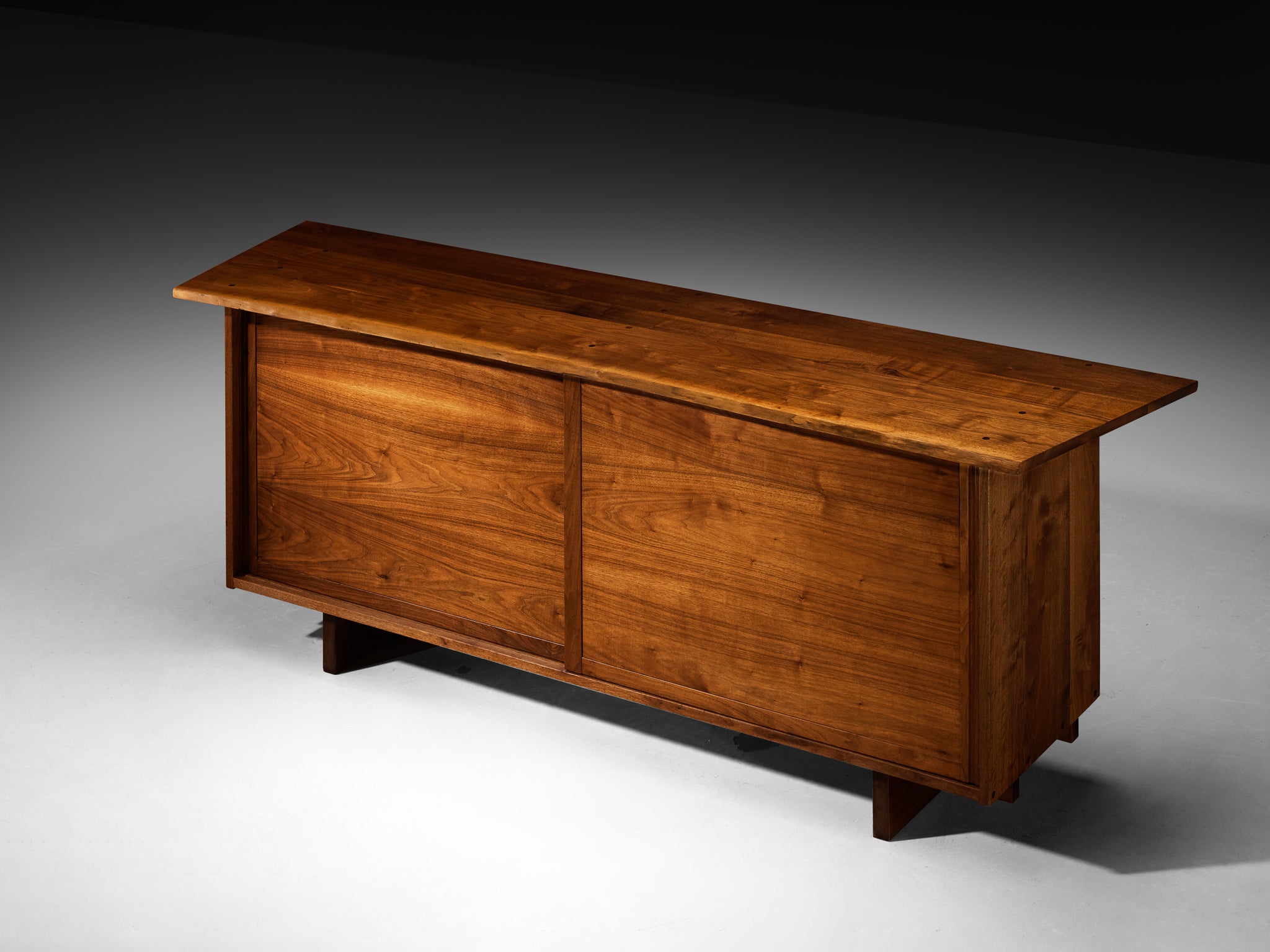 George Nakashima Double Sliding-Door Cabinet in American Black Walnut Case pieces and storage cabinets Morentz