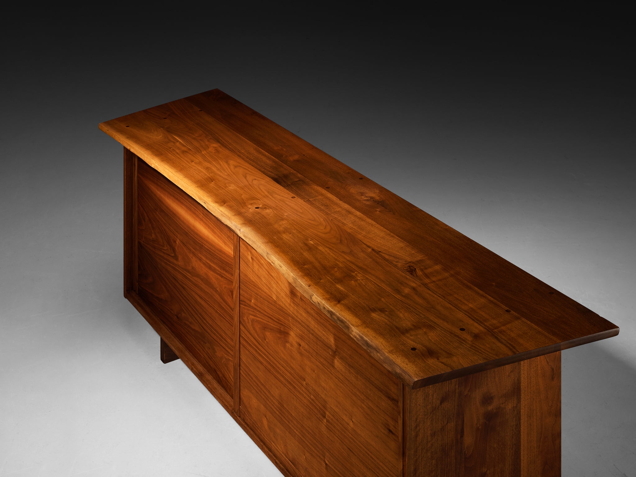 George Nakashima Double Sliding-Door Cabinet in American Black Walnut Case pieces and storage cabinets Morentz