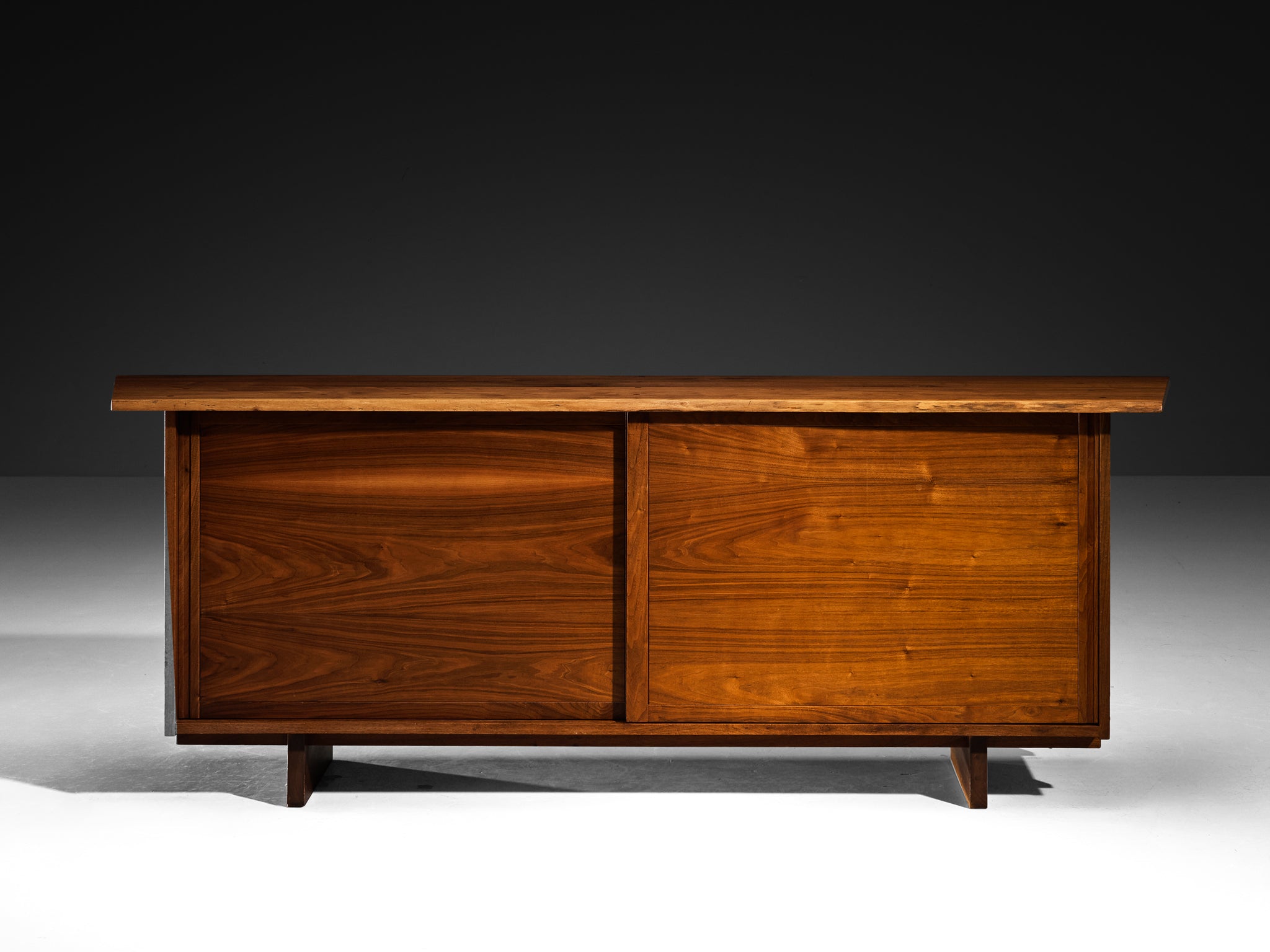 George Nakashima Double Sliding-Door Cabinet in American Black Walnut Case pieces and storage cabinets Morentz