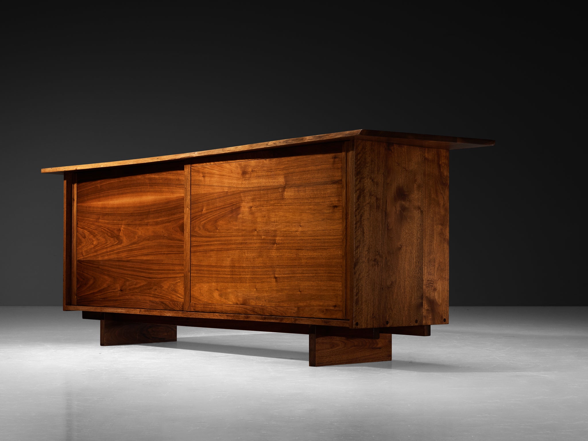 George Nakashima Double Sliding-Door Cabinet in American Black Walnut Case pieces and storage cabinets Morentz