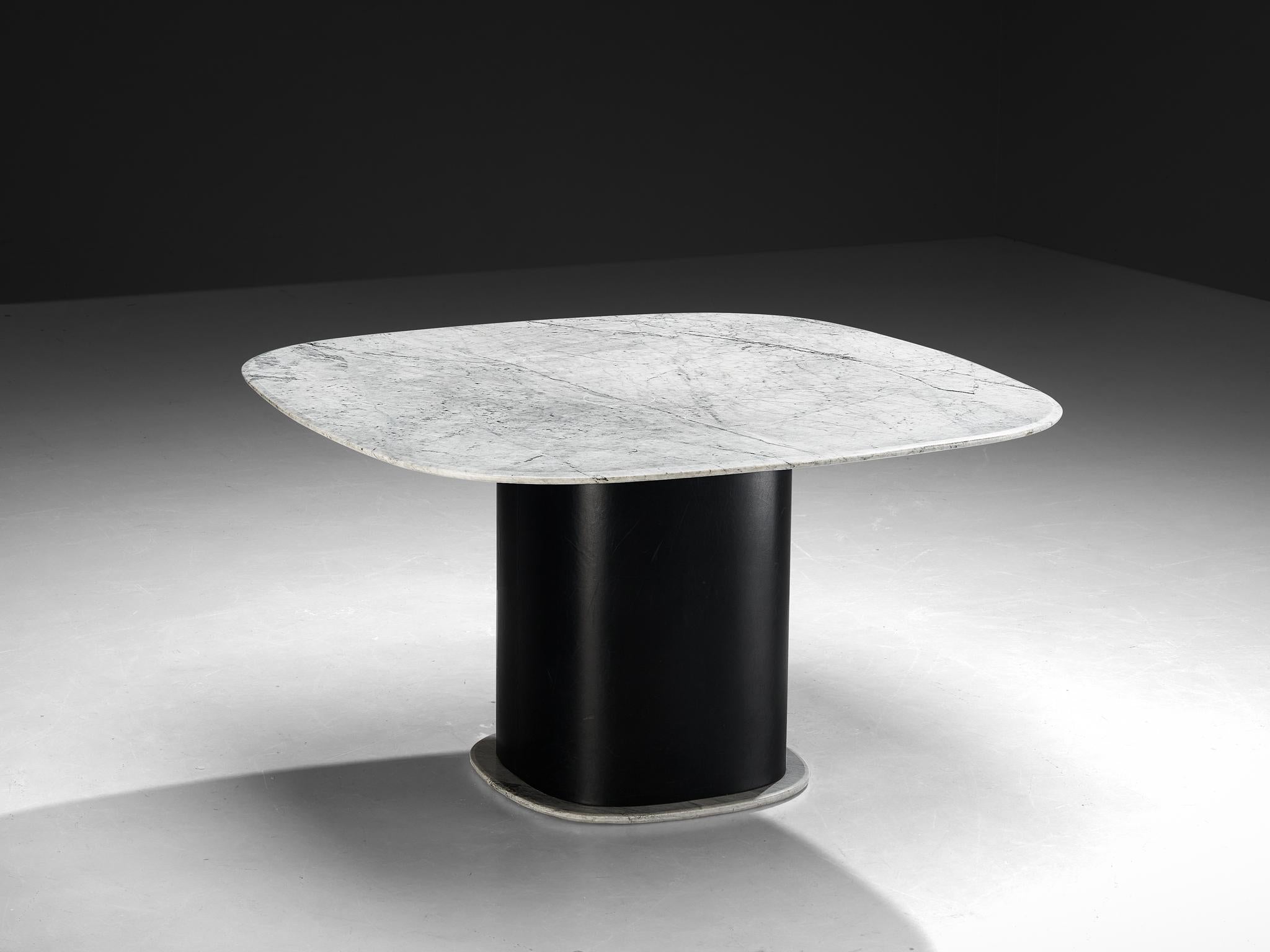 Marble Square Dining Table with Contrasting Base tables Morentz