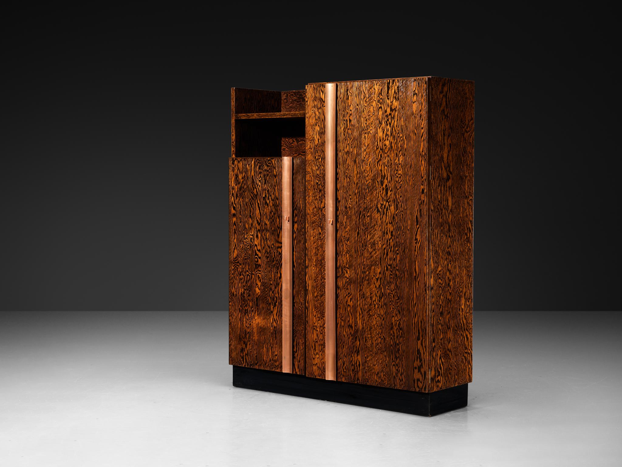 André Sornay Large Cabinet in Oregon Pine and Copper case pieces and storage cabinets Morentz