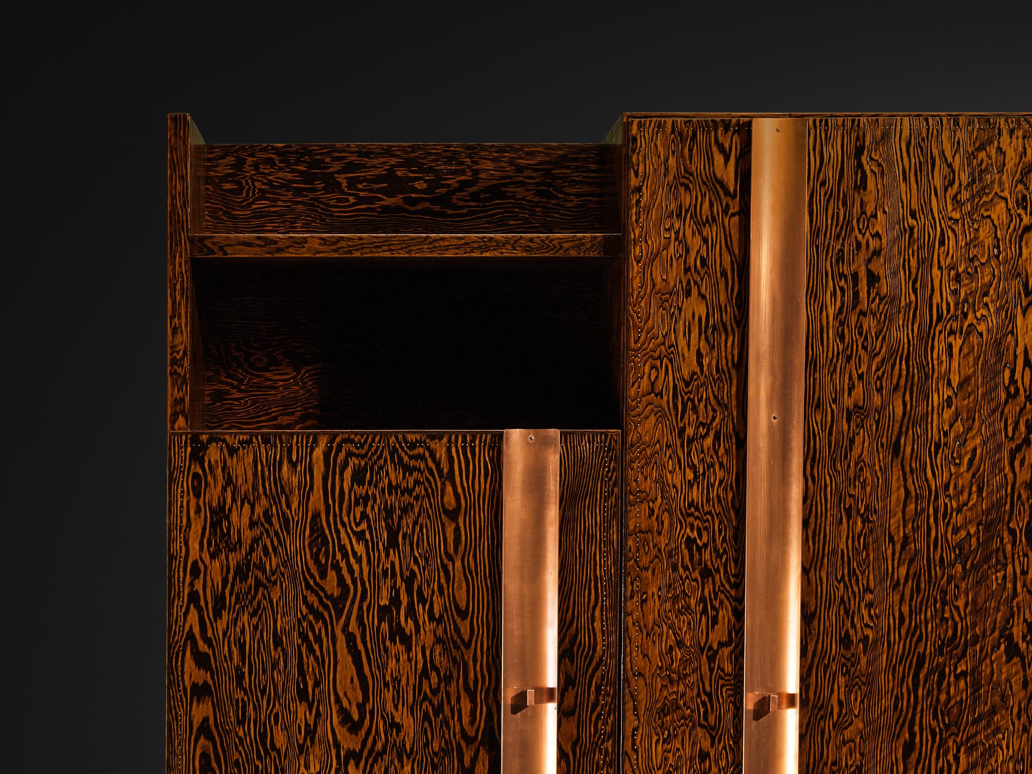André Sornay Large Cabinet in Oregon Pine and Copper case pieces and storage cabinets Morentz