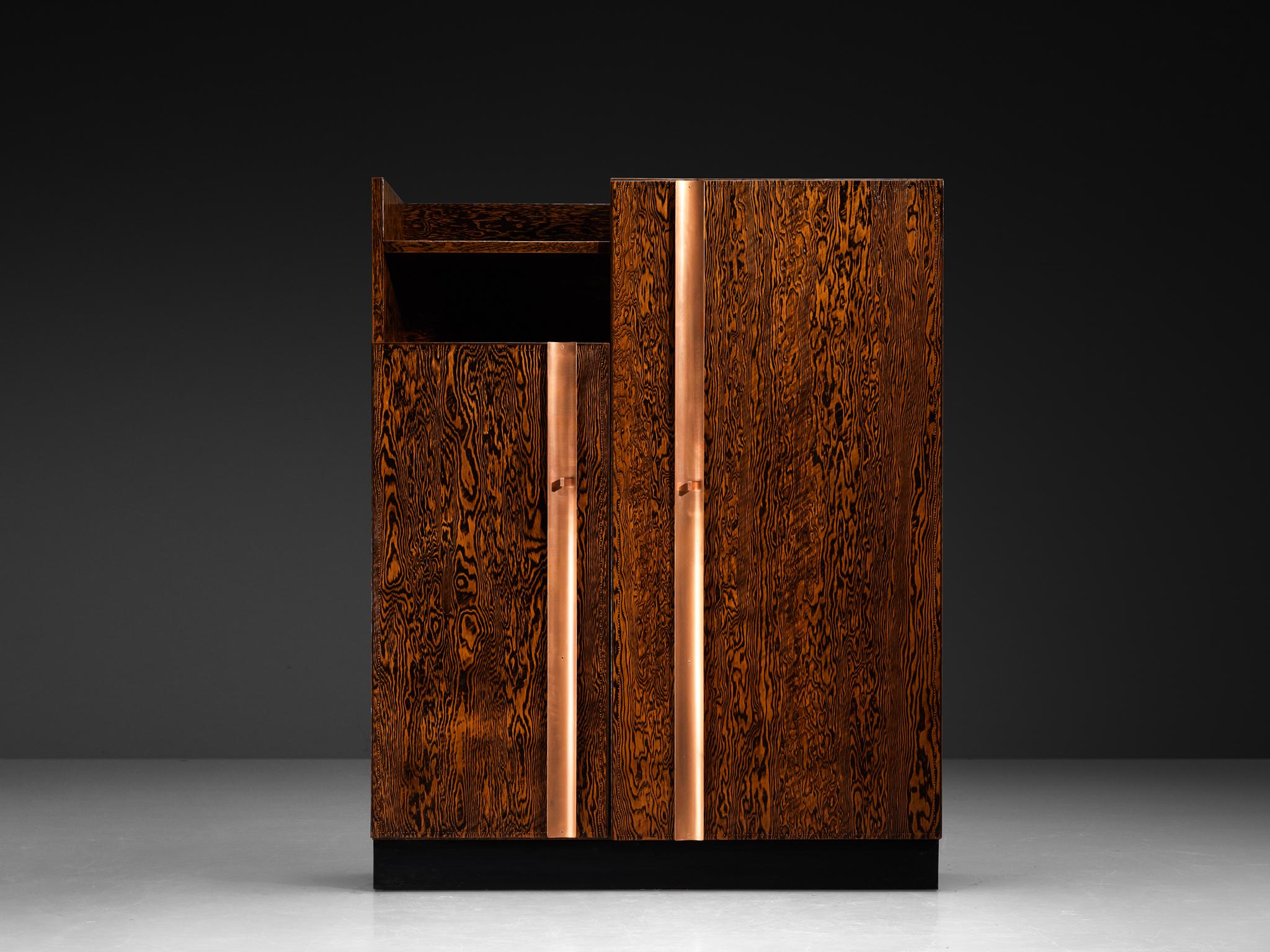 André Sornay Large Cabinet in Oregon Pine and Copper case pieces and storage cabinets Morentz