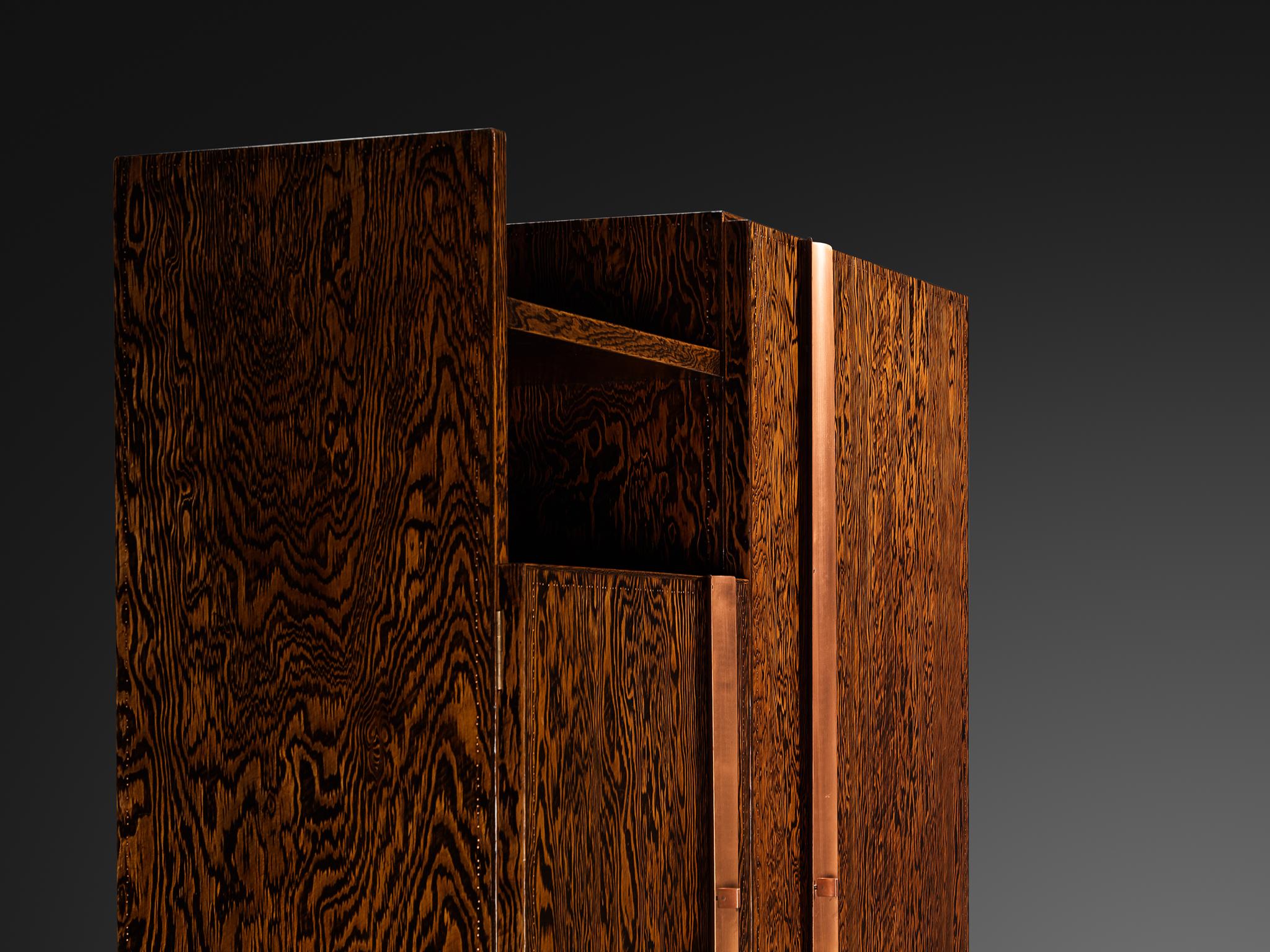 André Sornay Large Cabinet in Oregon Pine and Copper case pieces and storage cabinets Morentz