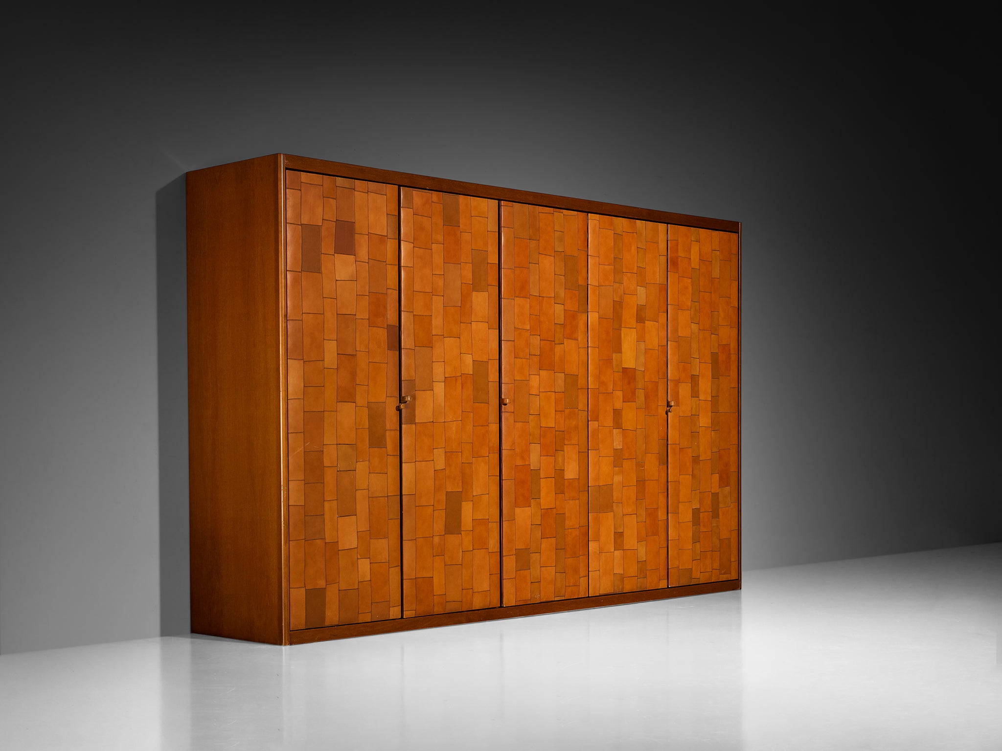 Tito Agnoli for Caleido/Poltrona Frau Highboard in Cognac Patchwork Leather Case pieces and storage cabinets Morentz