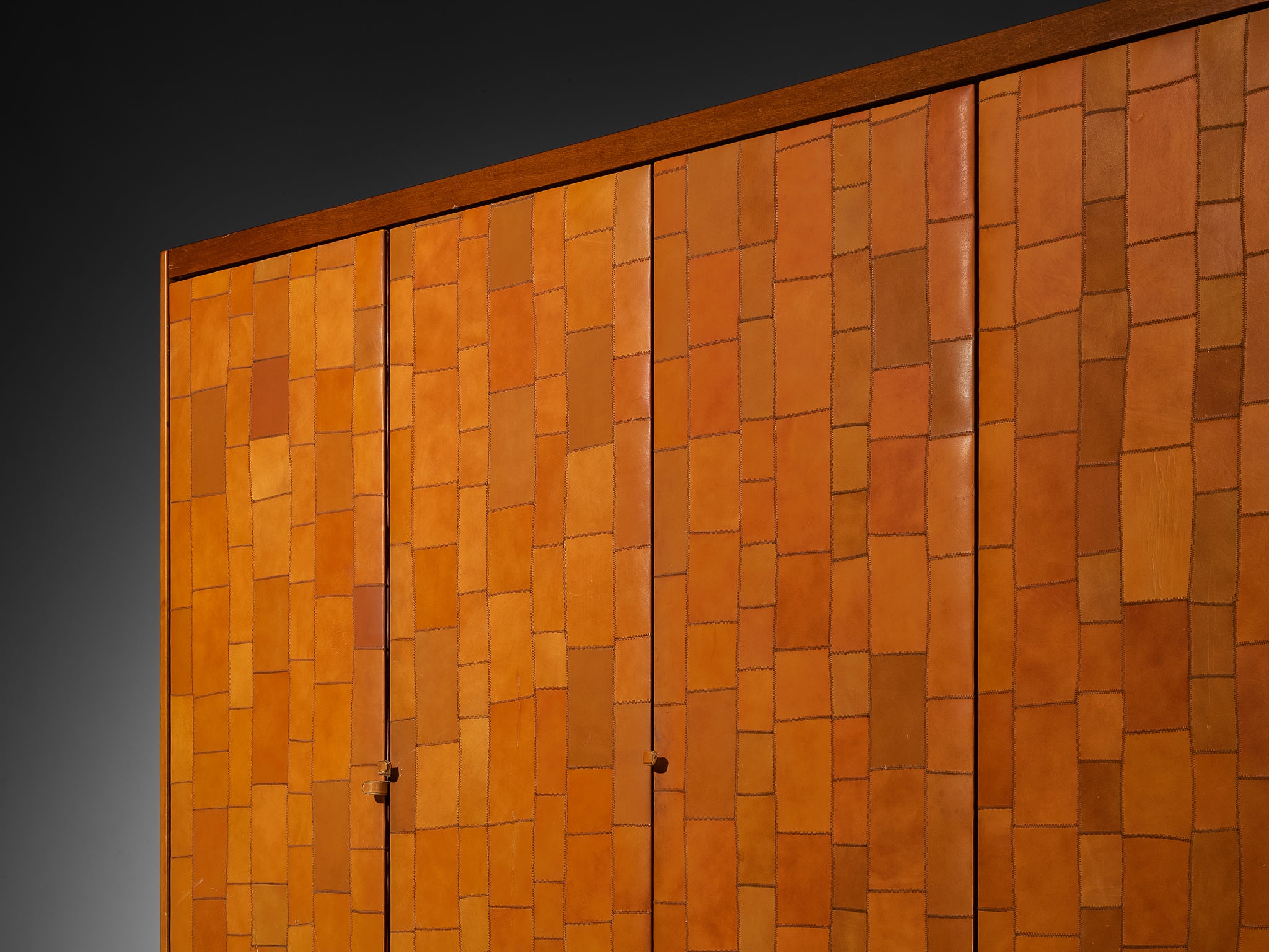 Tito Agnoli for Caleido/Poltrona Frau Highboard in Cognac Patchwork Leather Case pieces and storage cabinets Morentz
