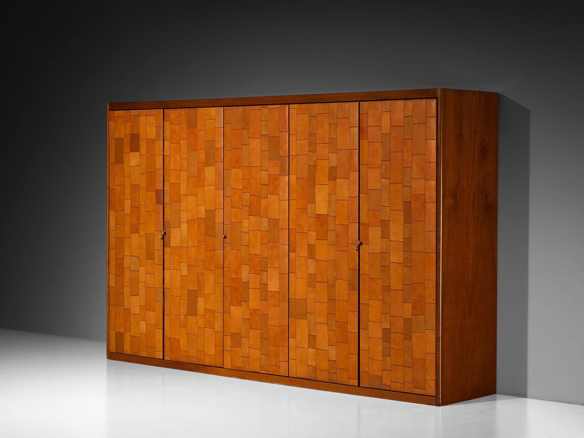 Tito Agnoli for Caleido/Poltrona Frau Highboard in Cognac Patchwork Leather Case pieces and storage cabinets Morentz