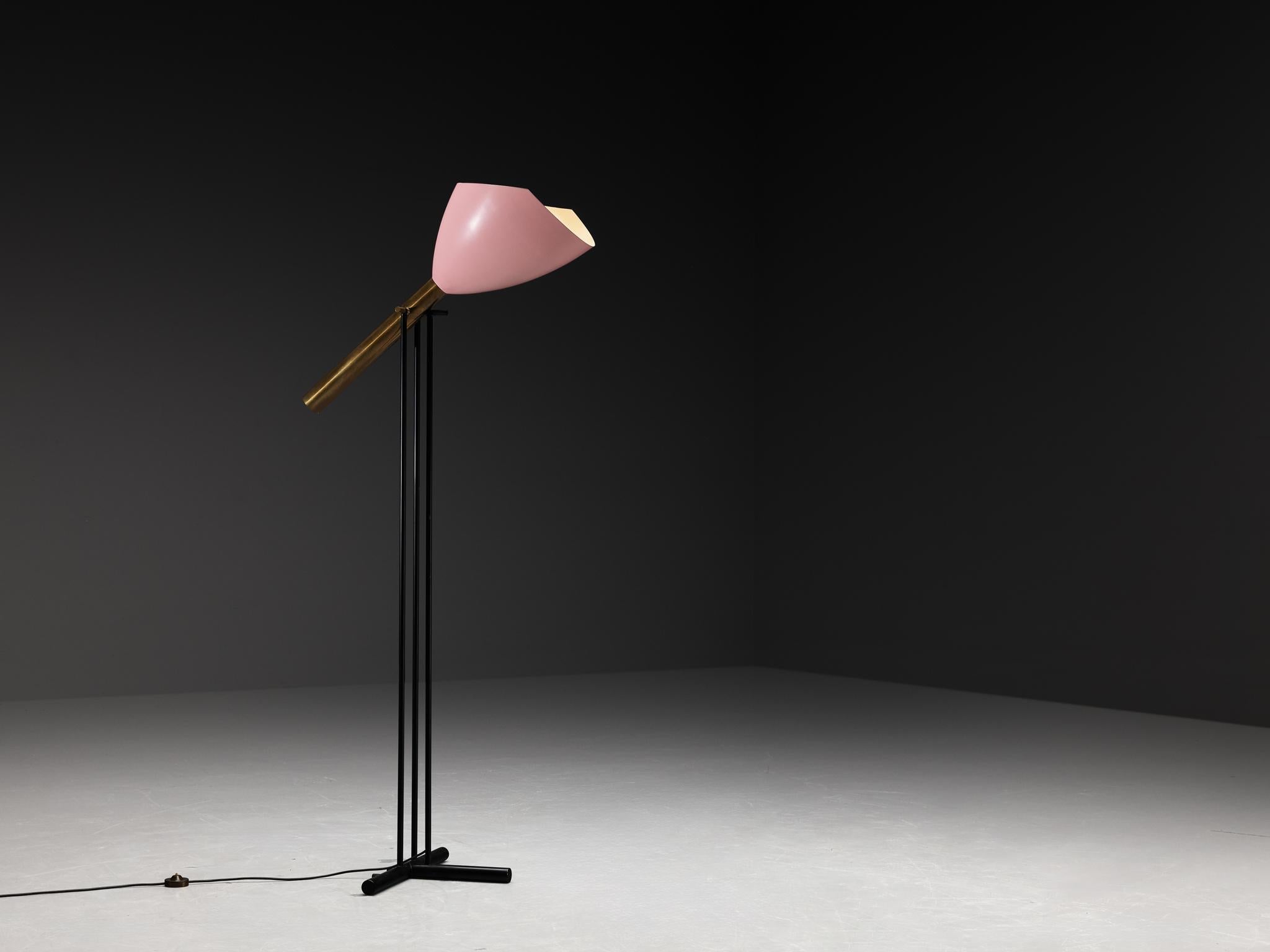 Angelo Lelii for Arredoluce ‘Televisione’ Floor Lamp in Brass and Aluminum lighting Morentz