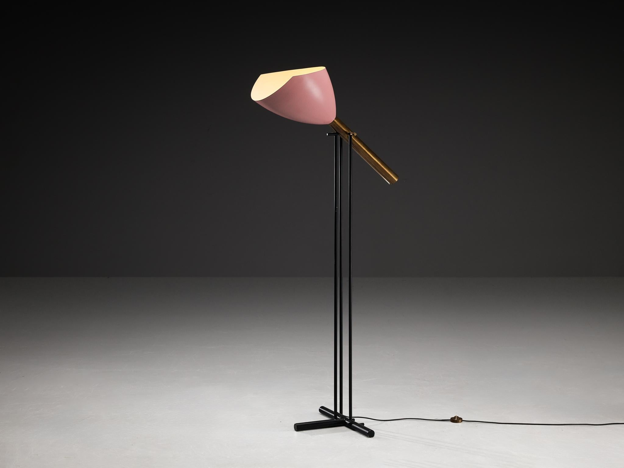 Angelo Lelii for Arredoluce ‘Televisione’ Floor Lamp in Brass and Aluminum lighting Morentz