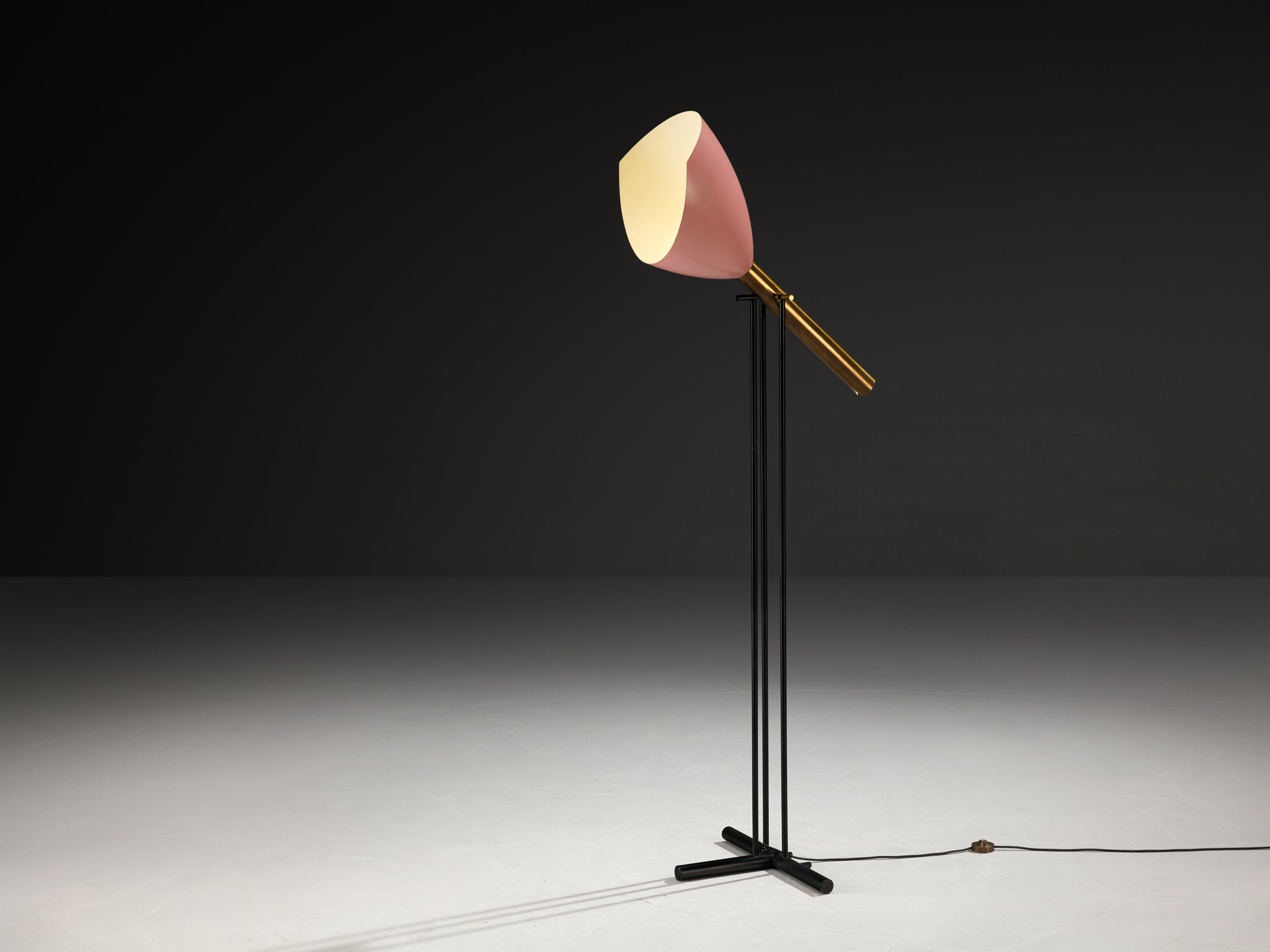 Angelo Lelii for Arredoluce ‘Televisione’ Floor Lamp in Brass and Aluminum Lighting Morentz