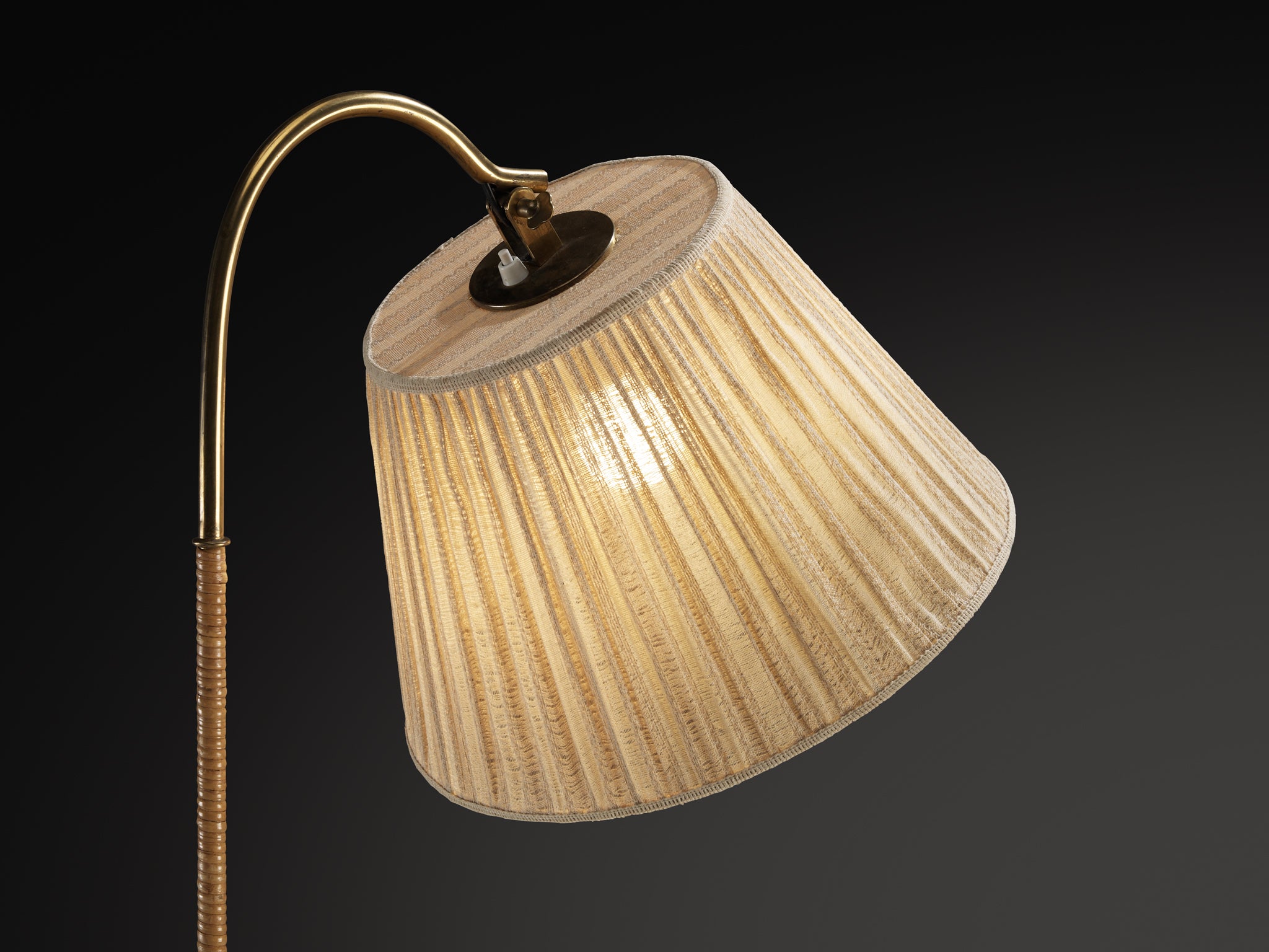 Paavo Tynell for Taito Oy '9609' Floor Lamp in Brass and Cane Lighting Morentz