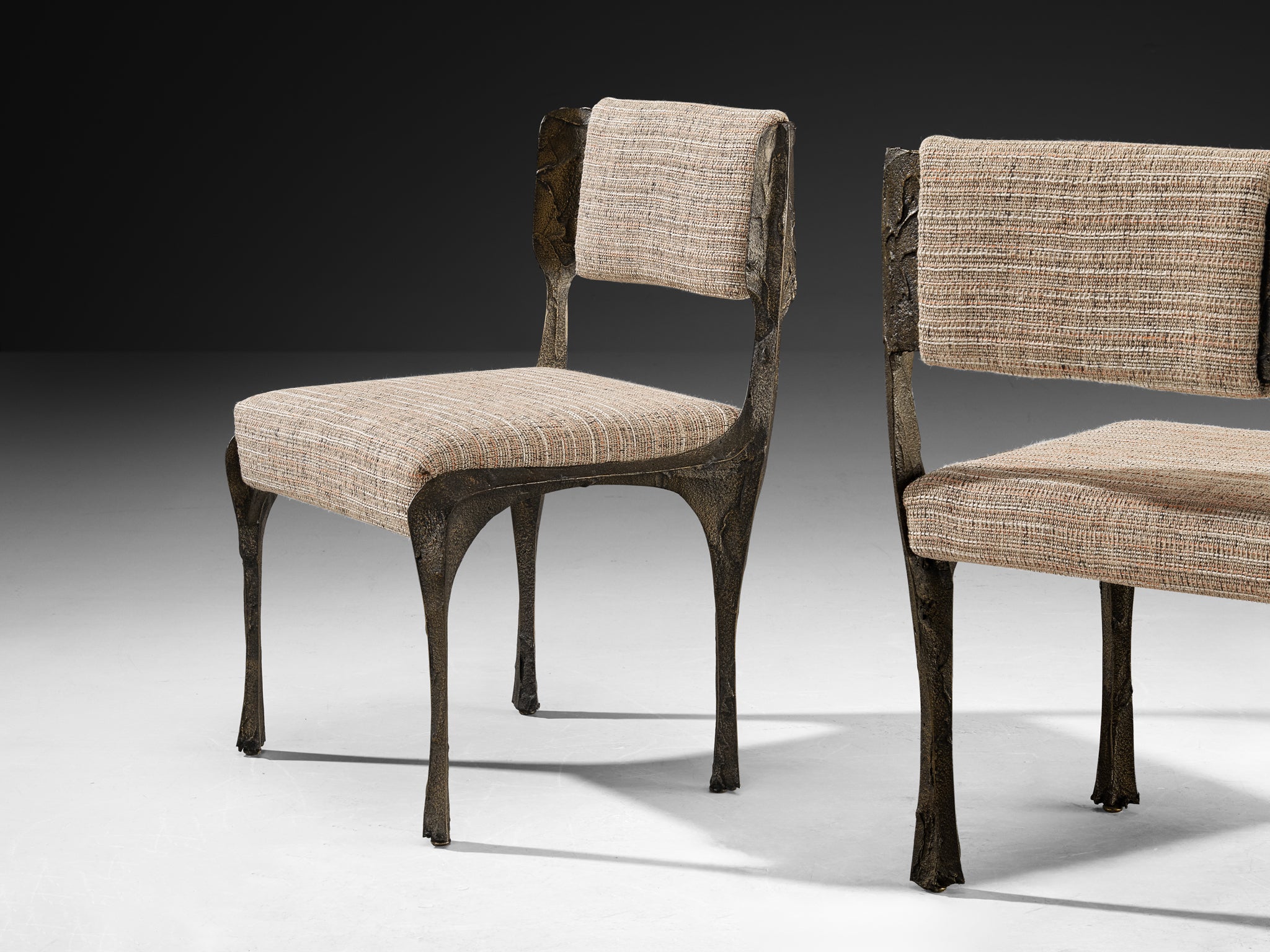 Paul Evans for Directional Sculpted Bronze Dining Chairs Seating Morentz
