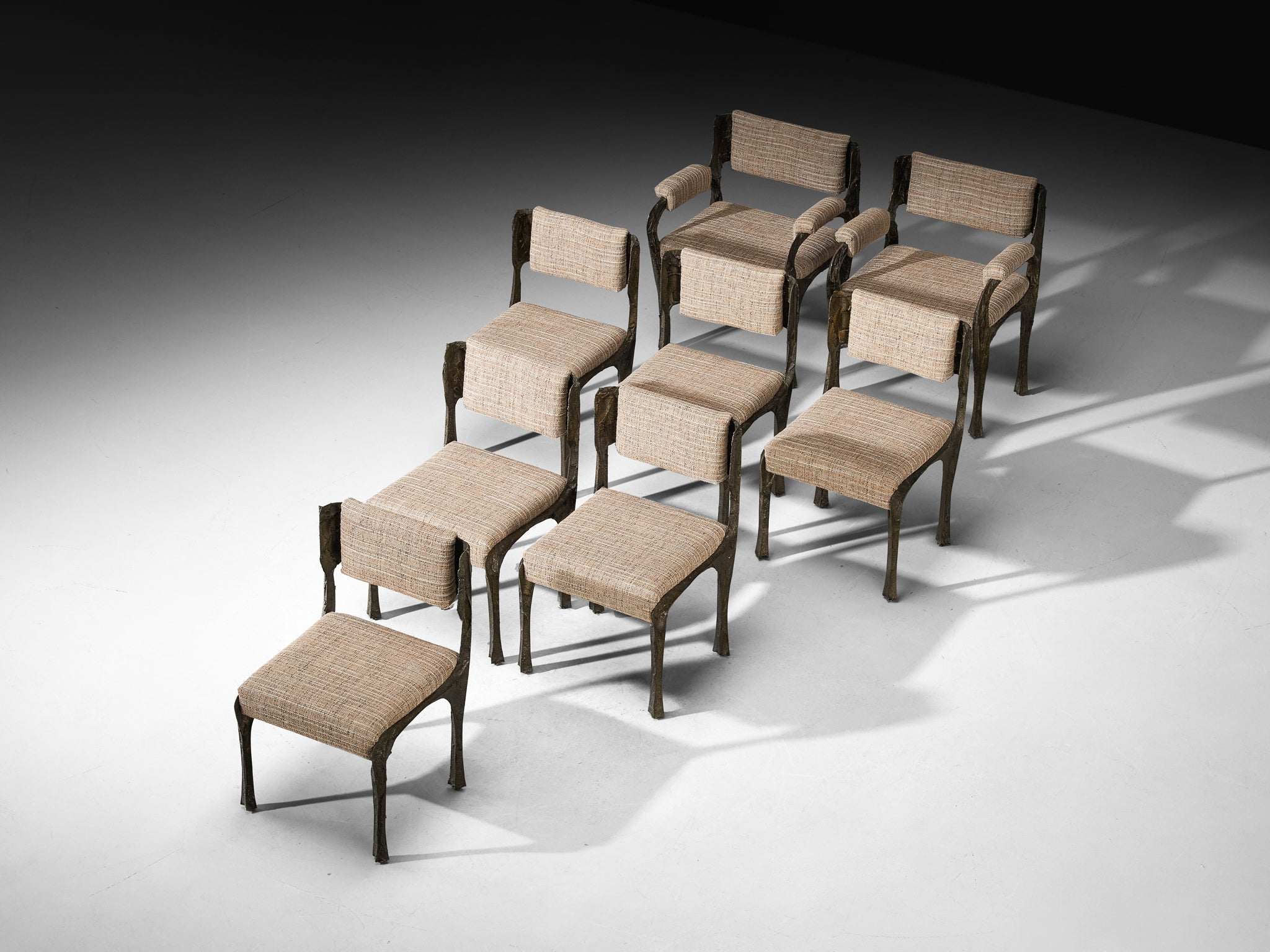 Paul Evans for Directional Sculpted Bronze Dining Chairs Seating Morentz