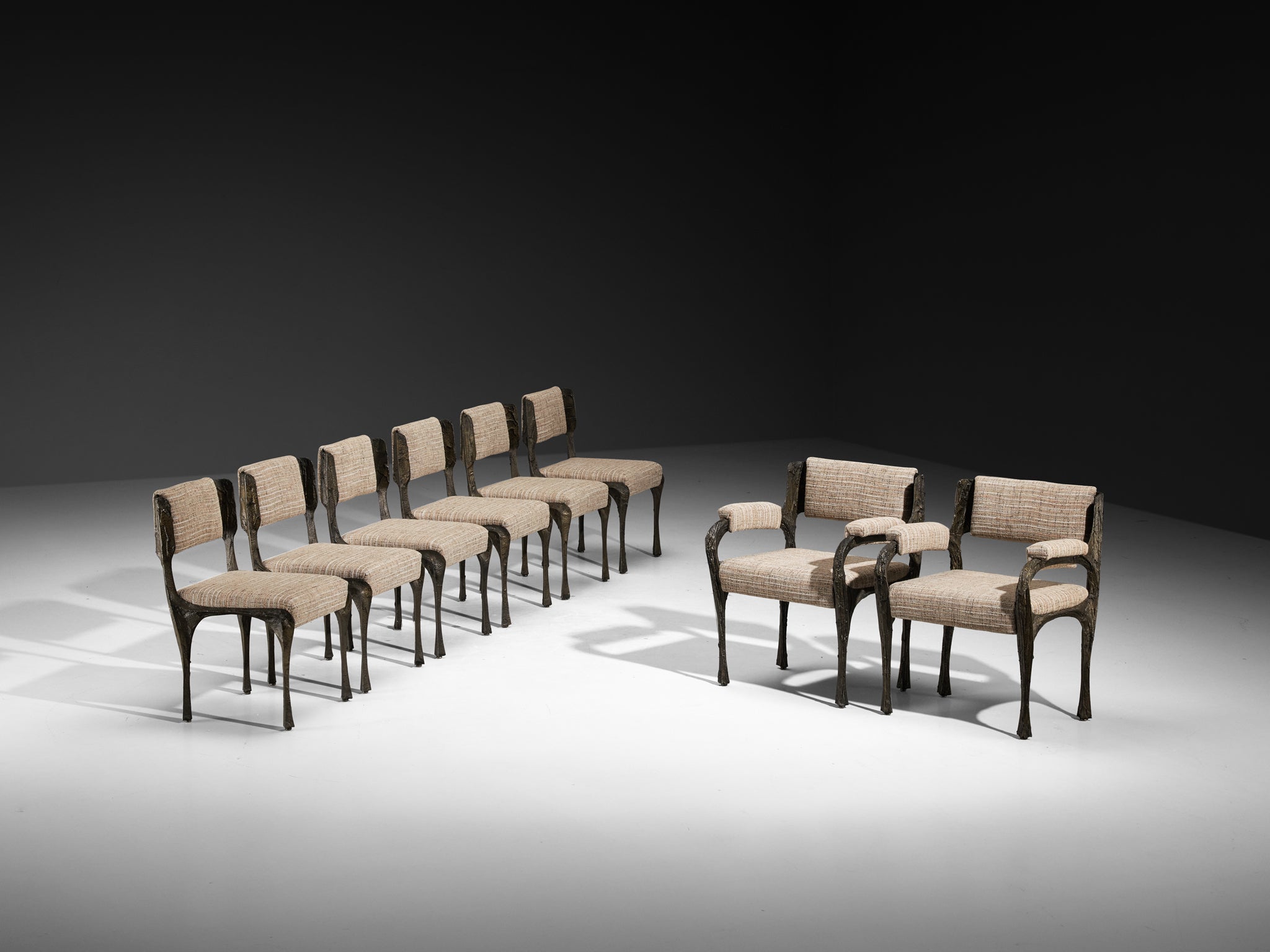 Paul Evans for Directional Sculpted Bronze Dining Chairs Seating Morentz